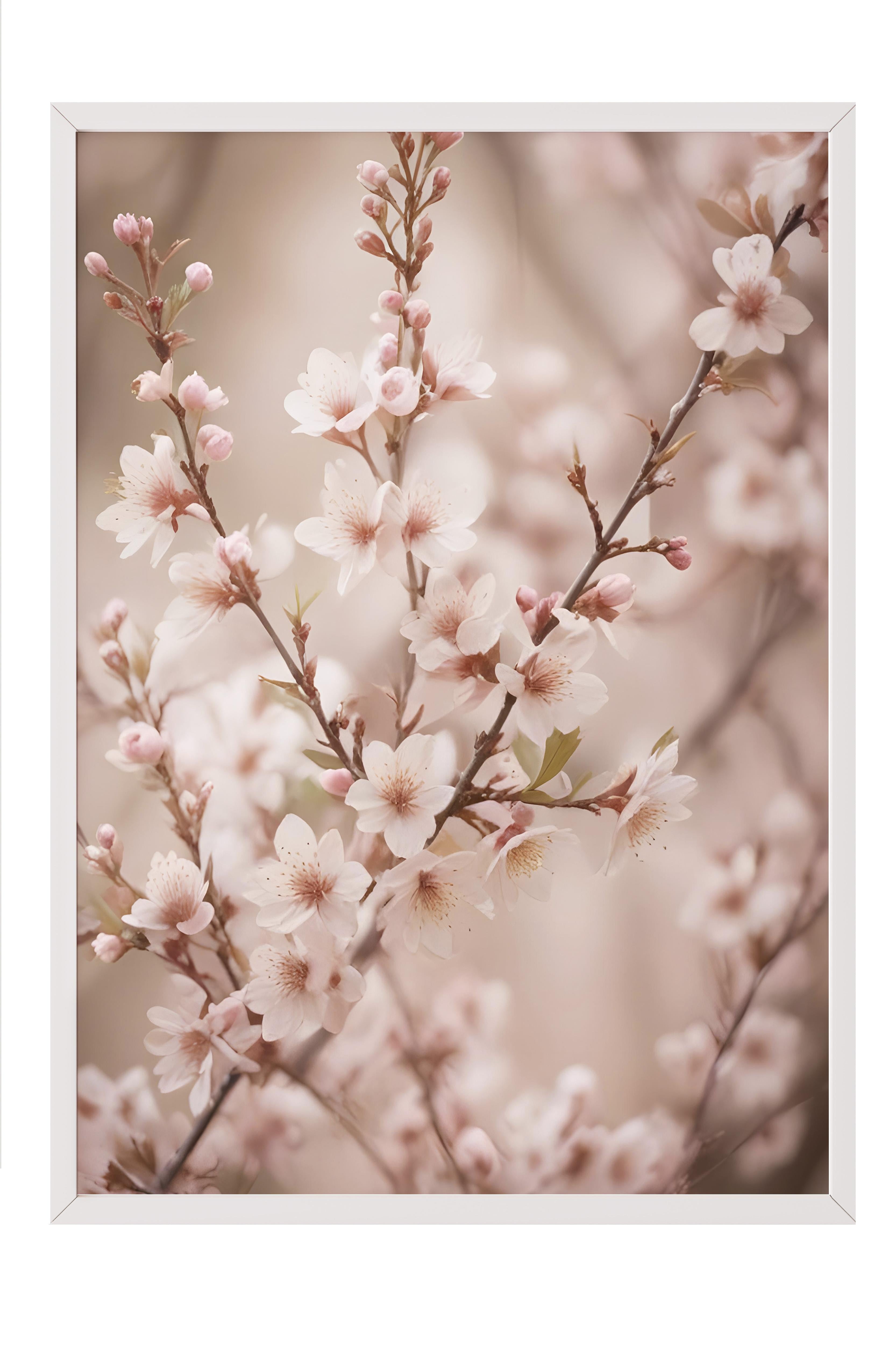 Heather Flowers Çerçeveli Tablo, Beyaz Çerçeve ve Poster, Duvar Tablosu Comfort Serisi NO:108535