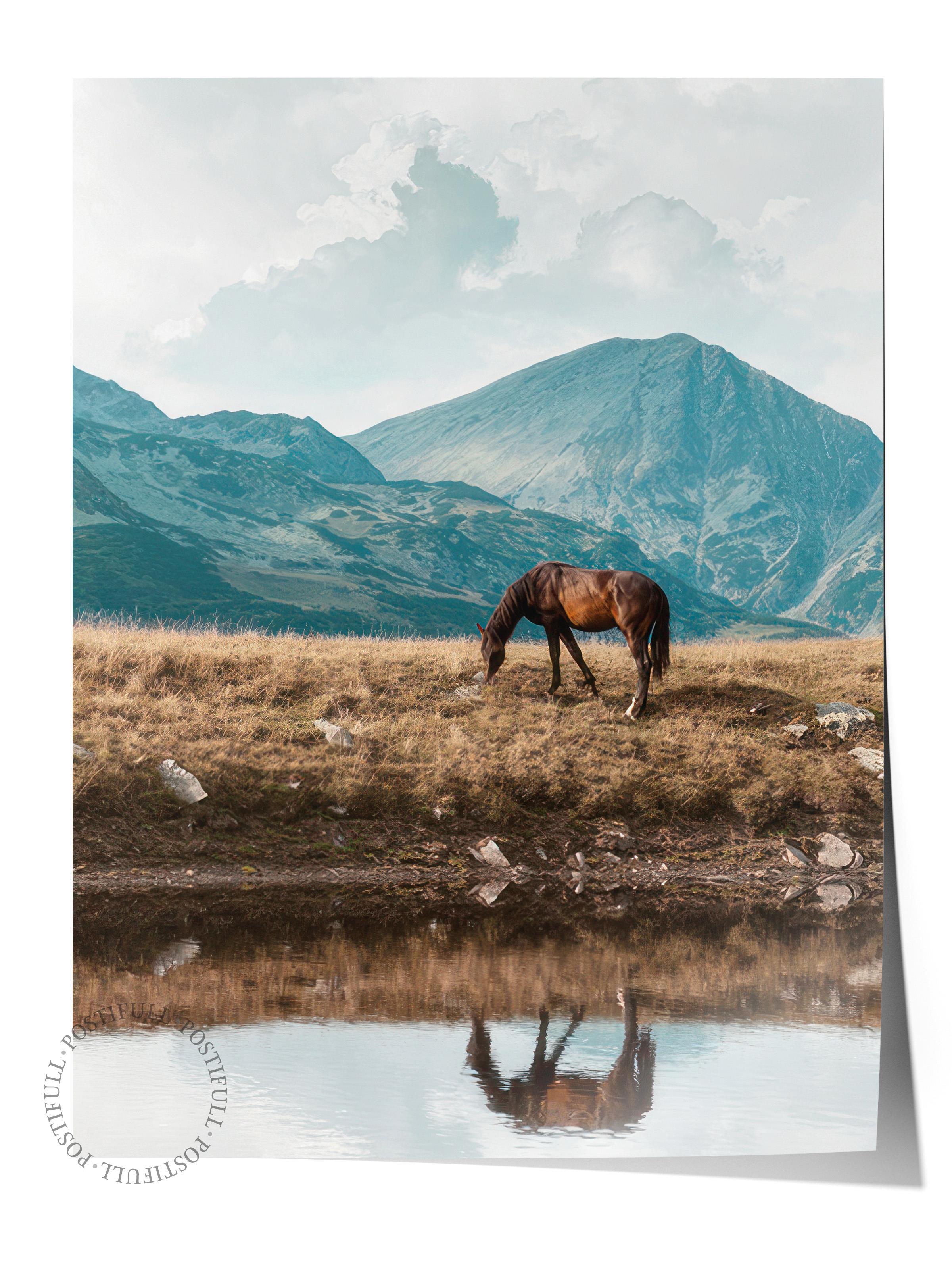 Highland Horse Poster, Çerçevesiz Duvar Posteri, Dikey Duvar Tablosu Comfort Serisi NO:108446