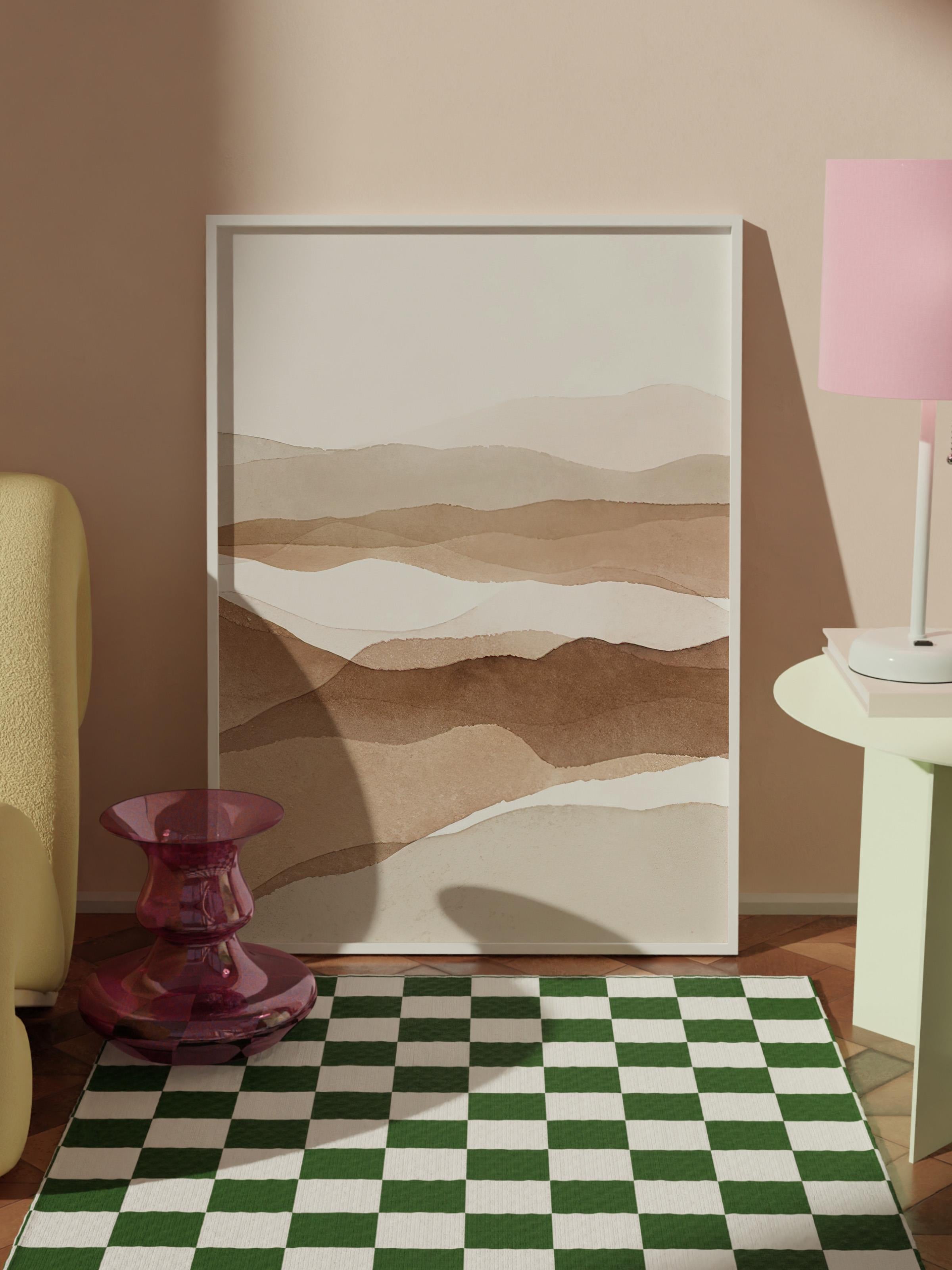 Hills of Sand Çerçeveli Tablo, Beyaz Çerçeve ve Poster, Dikey Duvar Tablosu Comfort Serisi NO:108335