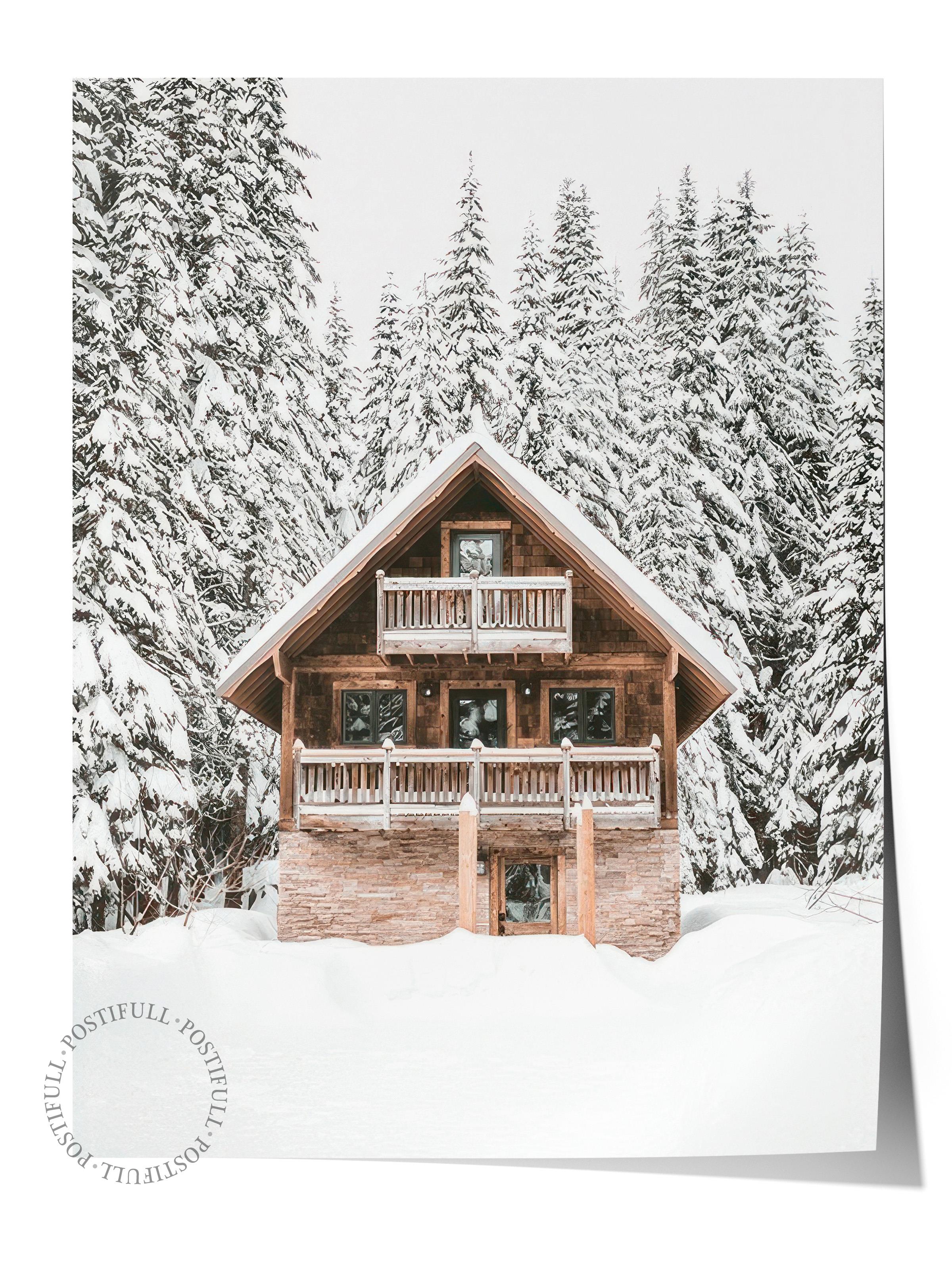 Holiday Cabin Poster, Çerçevesiz Duvar Posteri, Yılbaşı Duvar Tablosu Comfort Serisi NO:108513