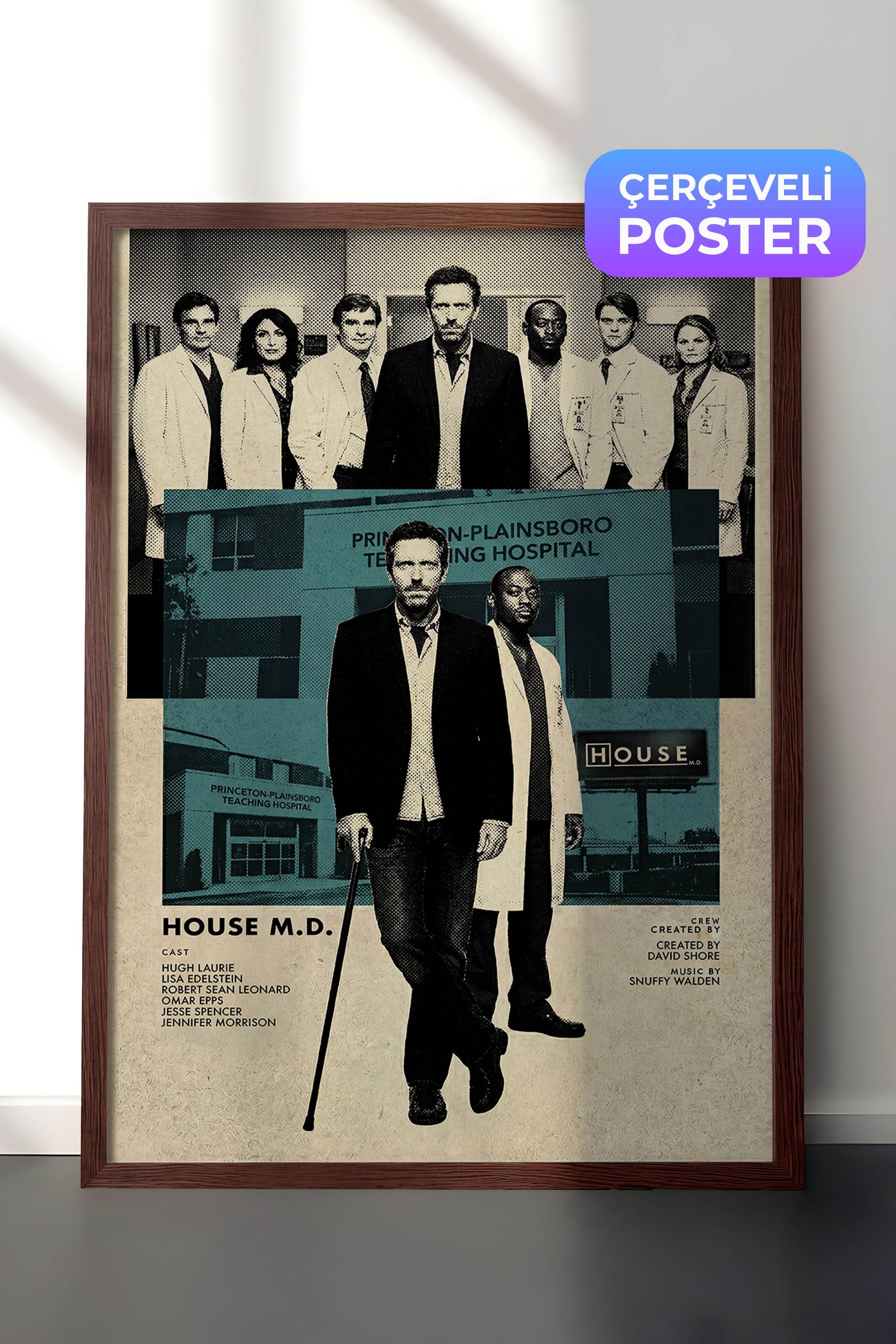 House Kahverengi Çerçeveli Poster, Sinema ve Dizi Tablo, Film Dizi Afişleri NO:112775