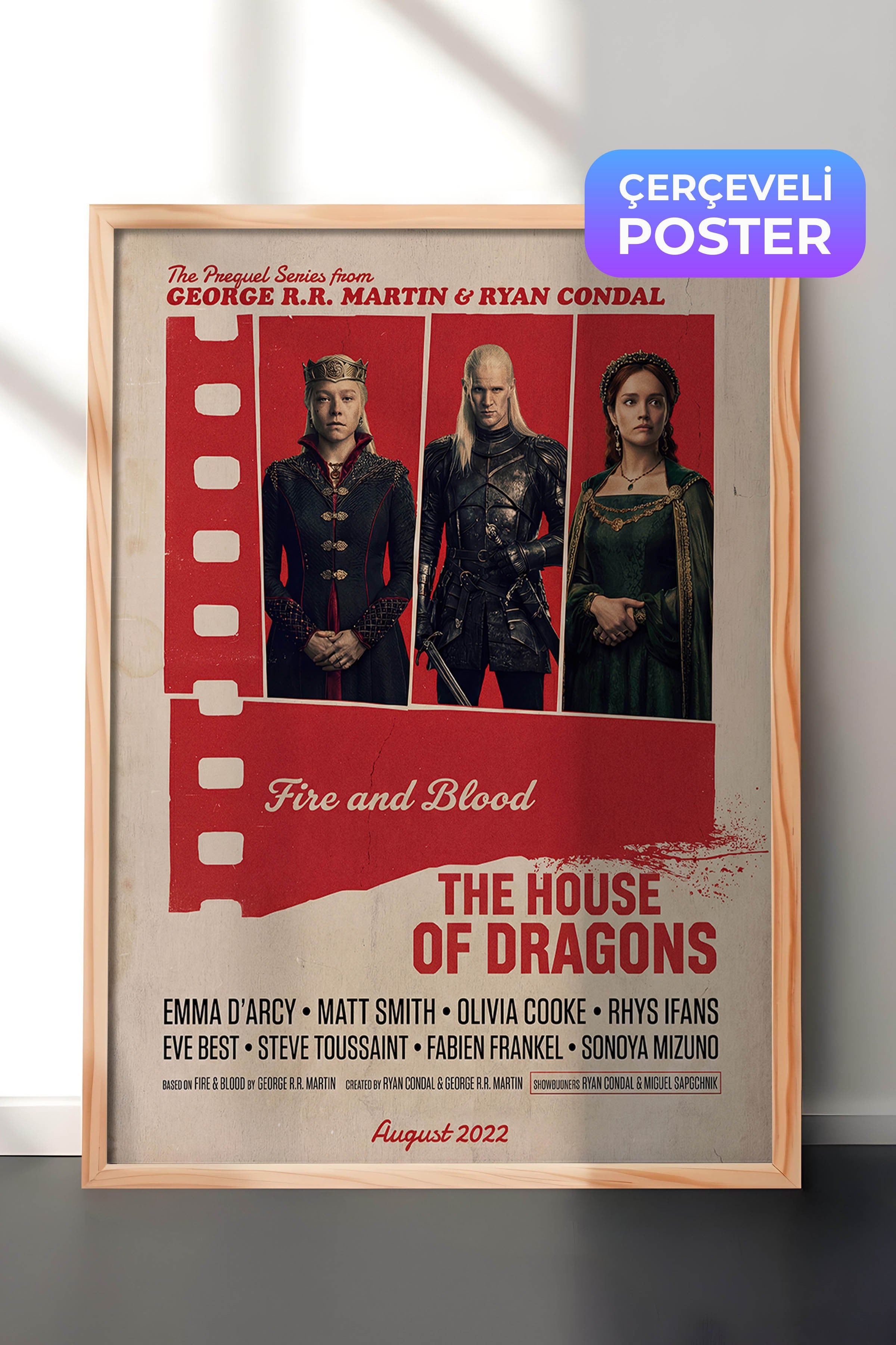 House of the Dragon Ahşap Çerçeveli Poster, Sinema ve Dizi Tablo, Film Dizi Afişleri NO:112861