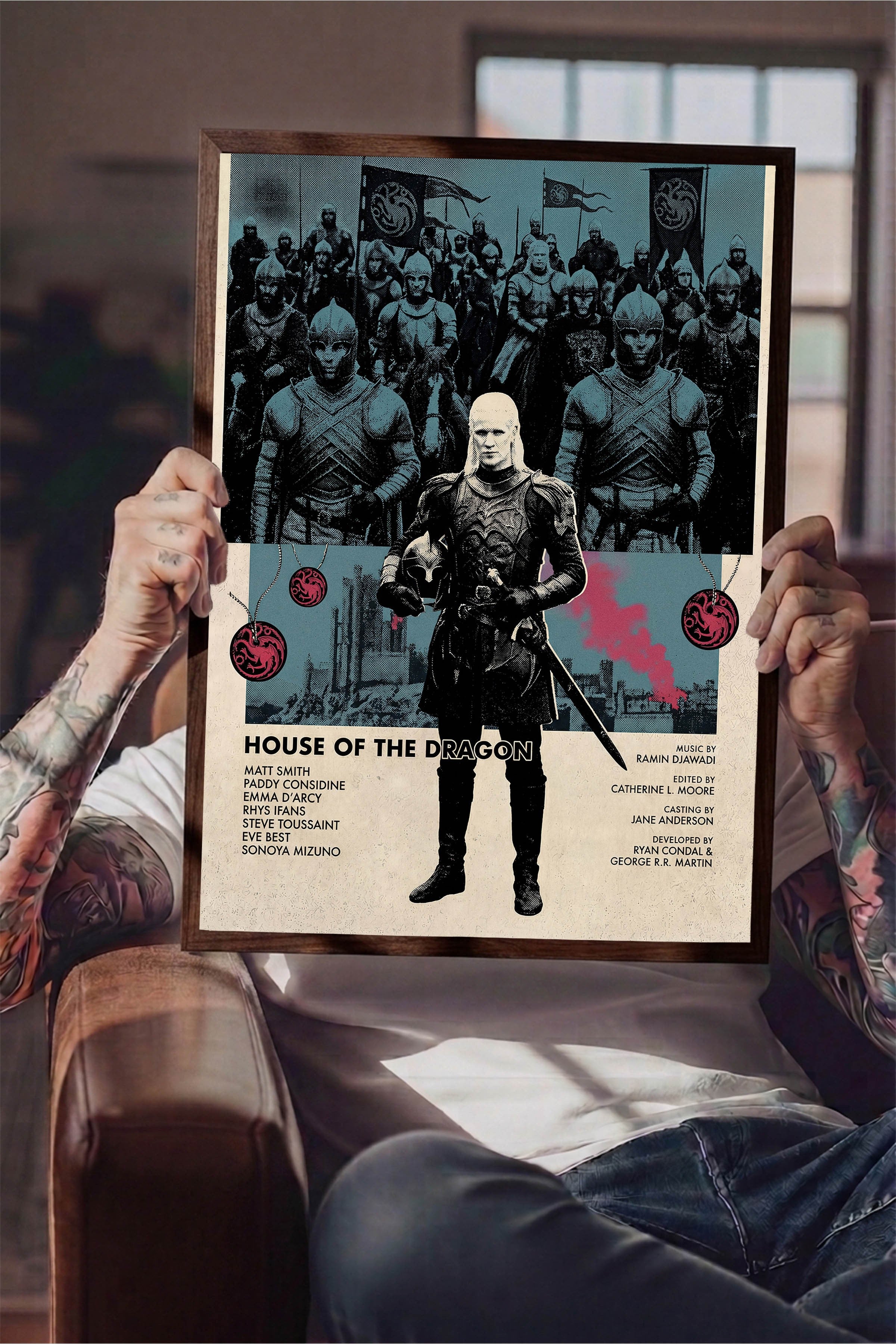 House of the Dragon Kahverengi Çerçeveli Poster, Sinema ve Dizi Tablo, Film Dizi Afişleri NO:112785