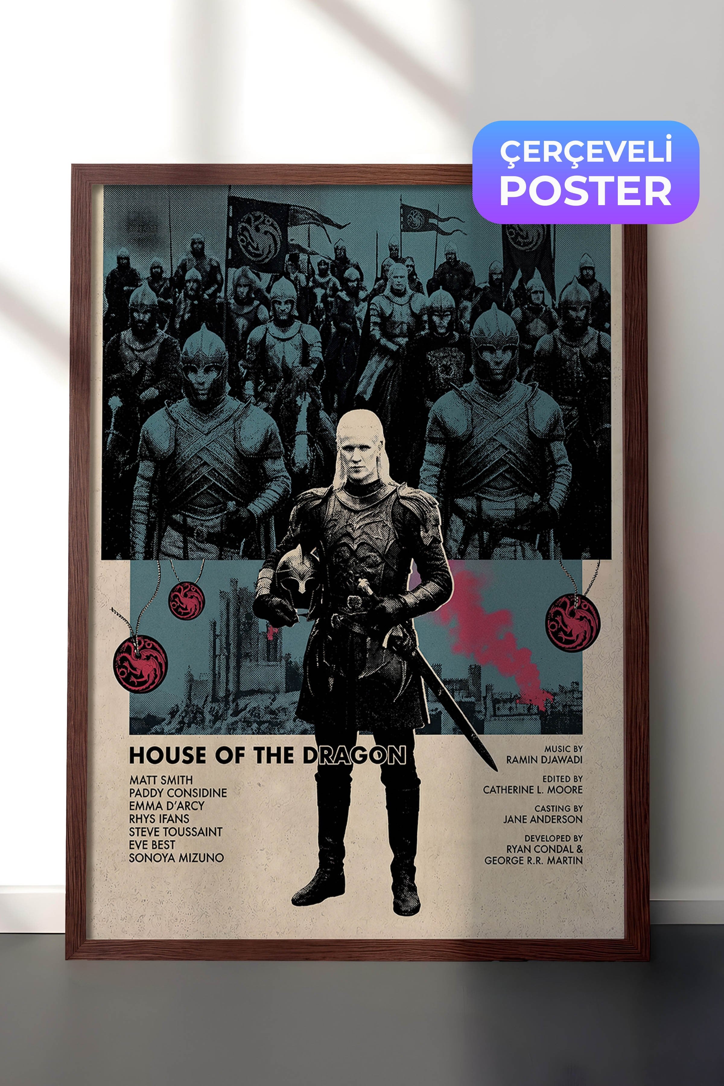 House of the Dragon Kahverengi Çerçeveli Poster, Sinema ve Dizi Tablo, Film Dizi Afişleri NO:112785