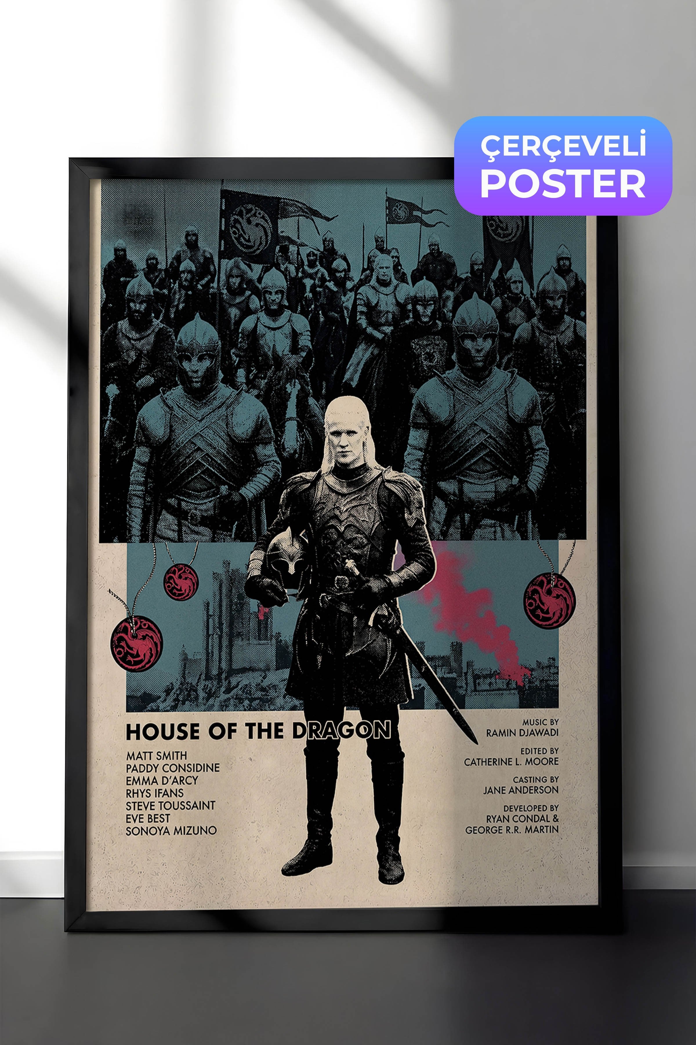 House of the Dragon Siyah Çerçeveli Poster, Sinema ve Dizi Tablo, Film Dizi Afişleri NO:112785