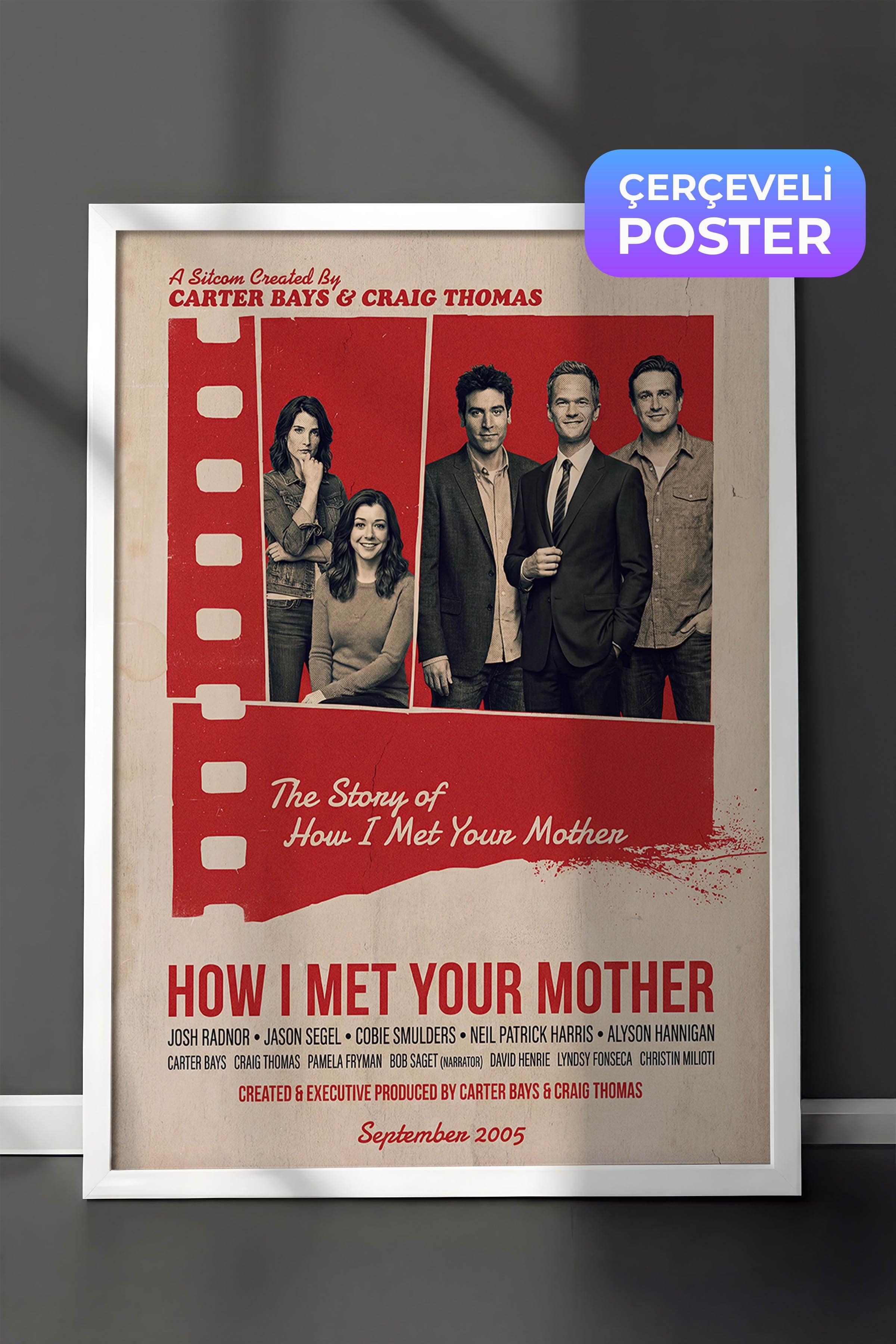 How I Met Your Mother Beyaz Çerçeveli Poster, Sinema ve Dizi Tablo, Film Dizi Afişleri NO:112847