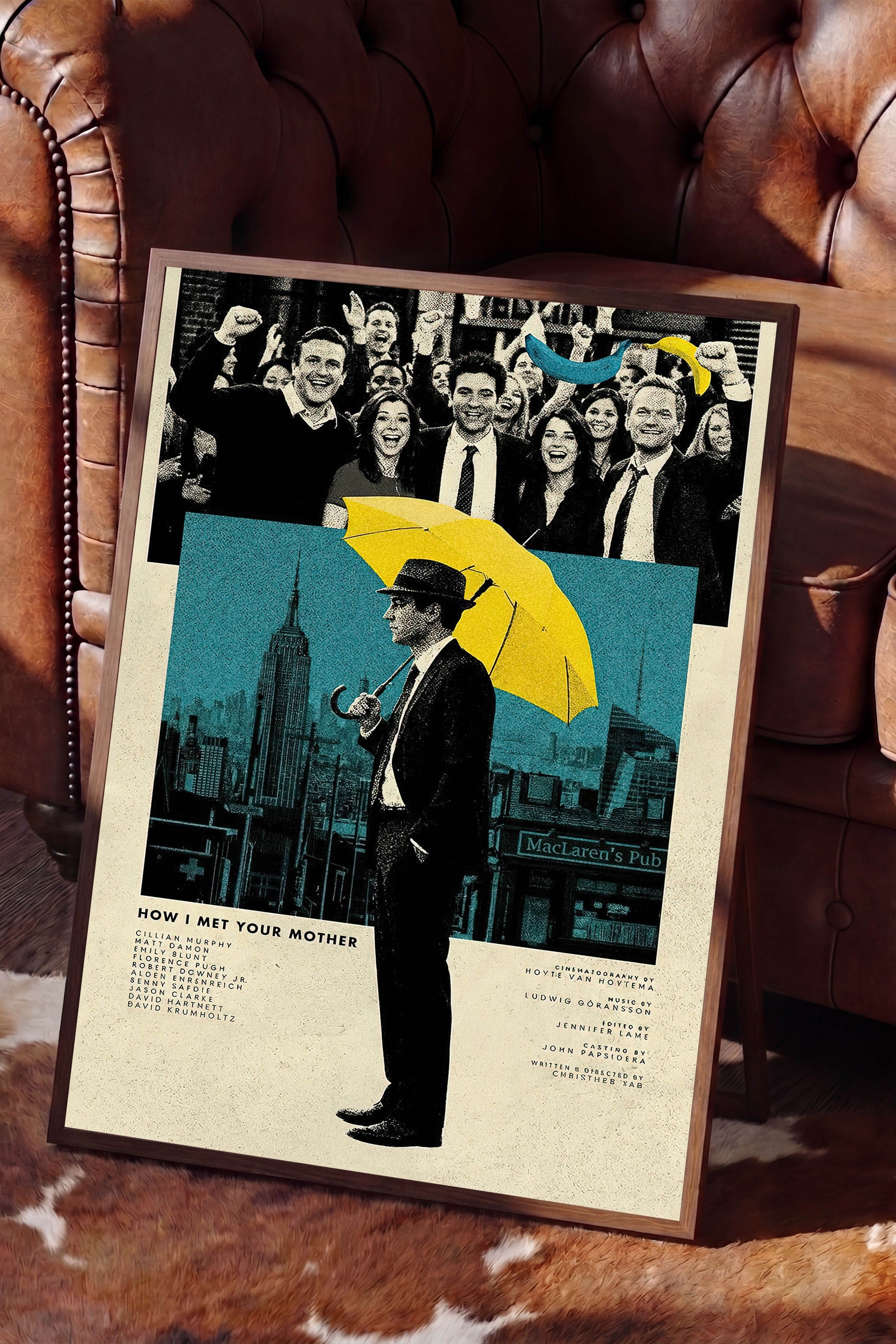 How I Met Your Mother Kahverengi Çerçeveli Poster, Sinema ve Dizi Tablo, Film Dizi Afişleri NO:112772