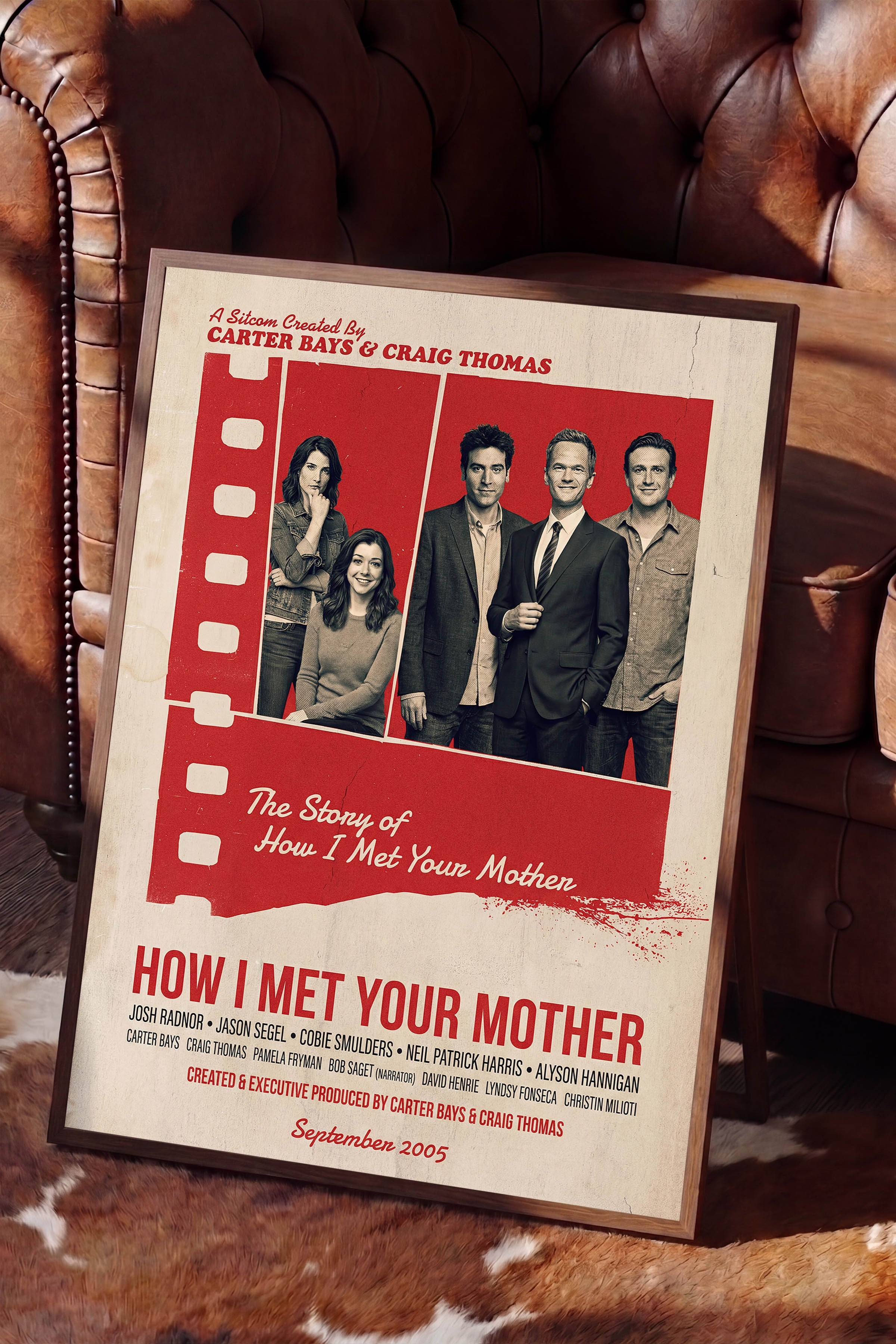 How I Met Your Mother Kahverengi Çerçeveli Poster, Sinema ve Dizi Tablo, Film Dizi Afişleri NO:112847