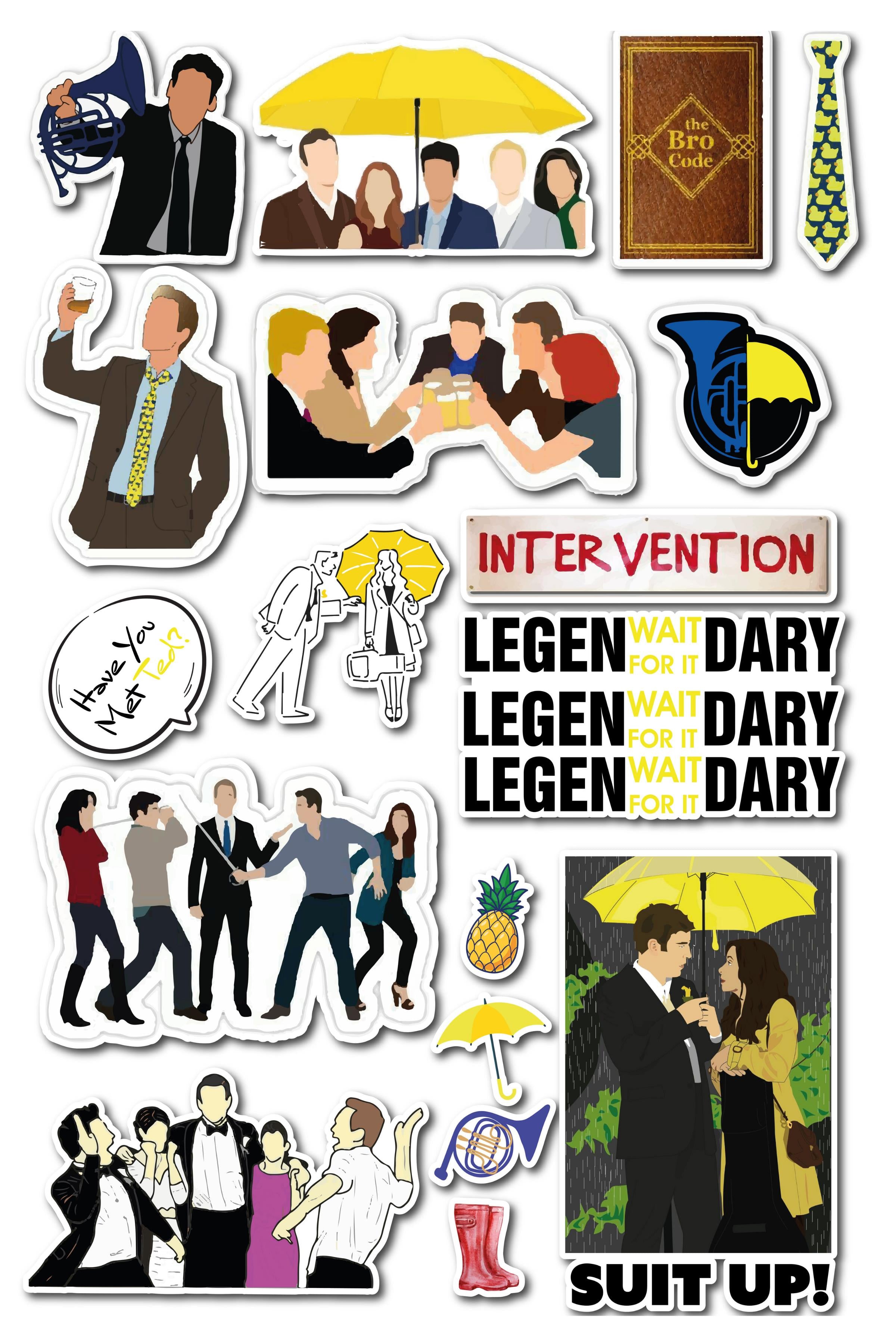 How I Met Your Mother Temalı Sticker ve Etiket Seti - Orta Boy - Su Geçirmez, Kalın Yapışkanlı