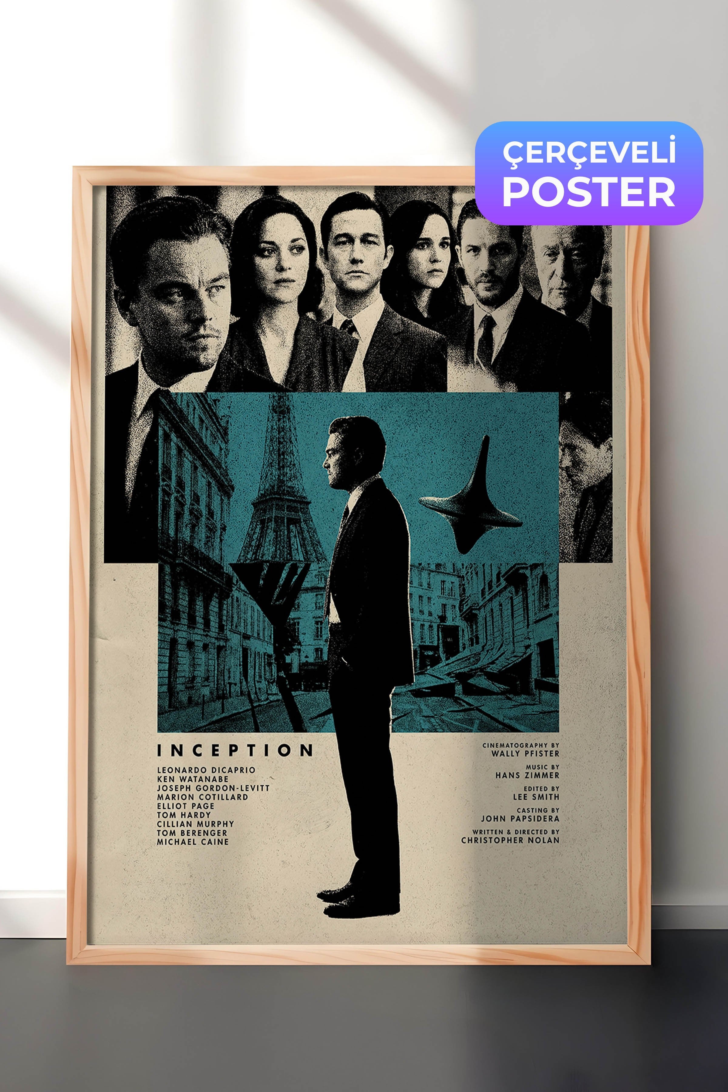 Inception Ahşap Çerçeveli Poster, Sinema ve Dizi Tablo, Film Dizi Afişleri NO:112805