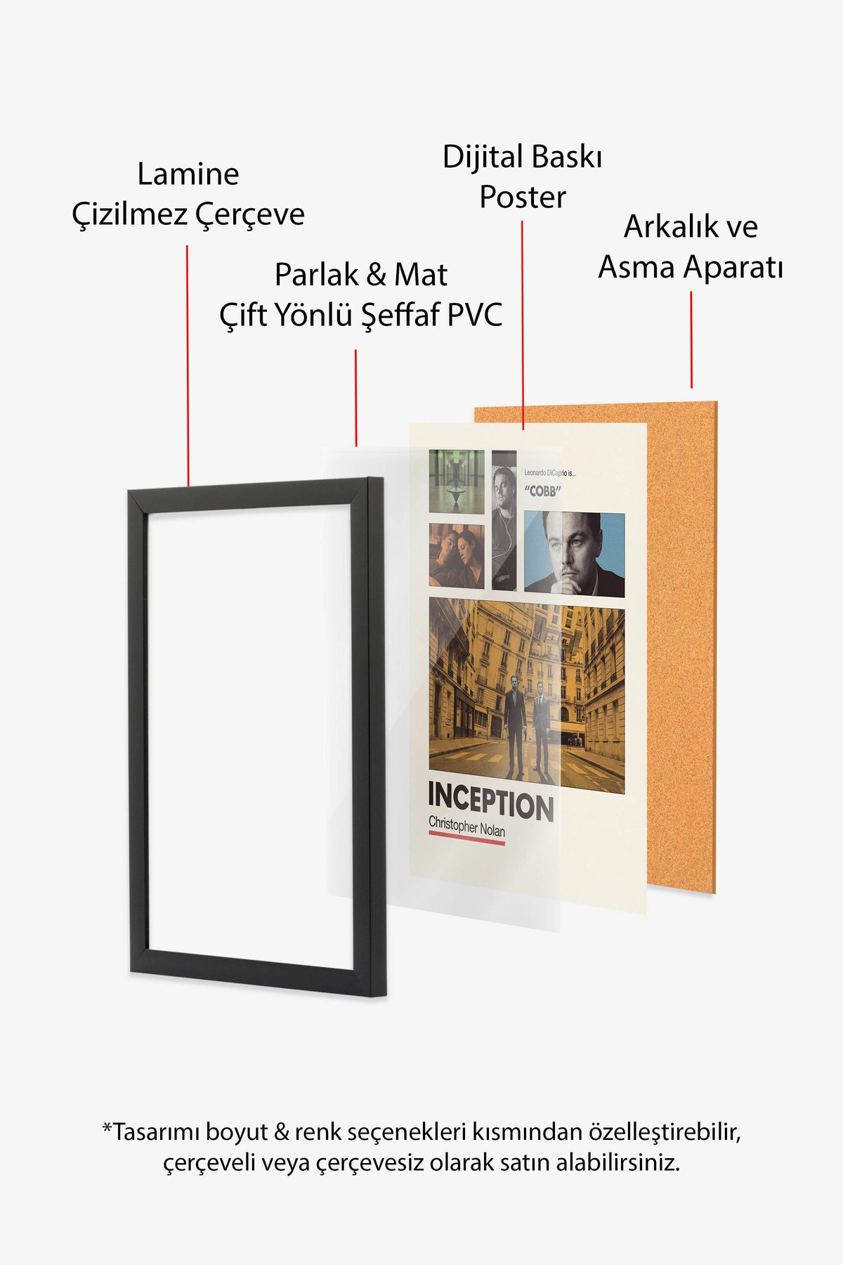 Inception Siyah Çerçeveli Poster, Sinema ve Dizi Tablo, Film Dizi Afişleri NO:112934