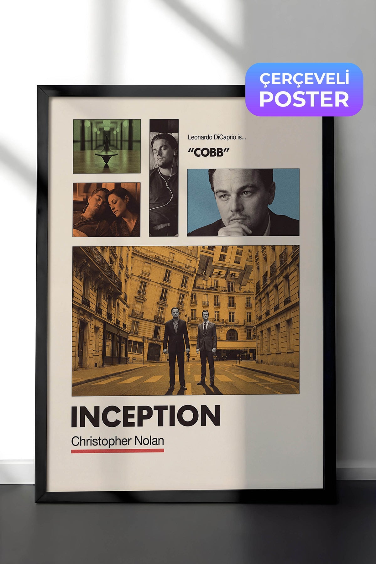 Inception Siyah Çerçeveli Poster, Sinema ve Dizi Tablo, Film Dizi Afişleri NO:112934