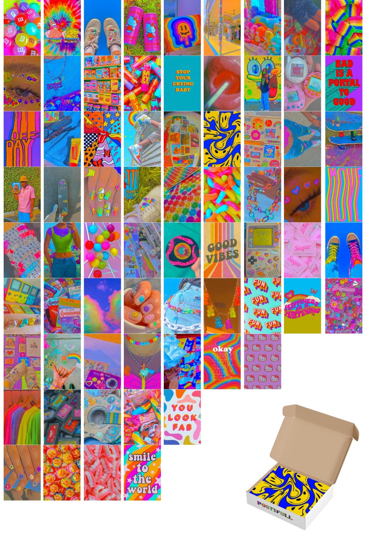Indie Retro Poster Kolaj Seti - 70 Adet - Arkası Yapışkanlı Retro Poster Seti - 10cm*15cm