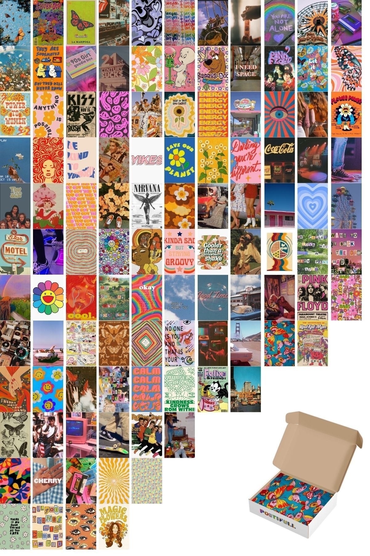 Indie Temalı Poster Seti - Arkası Yapışkanlı Duvar Posteri Kolaj Seti - 100 Adet 10cm*15cm - Kutulu
