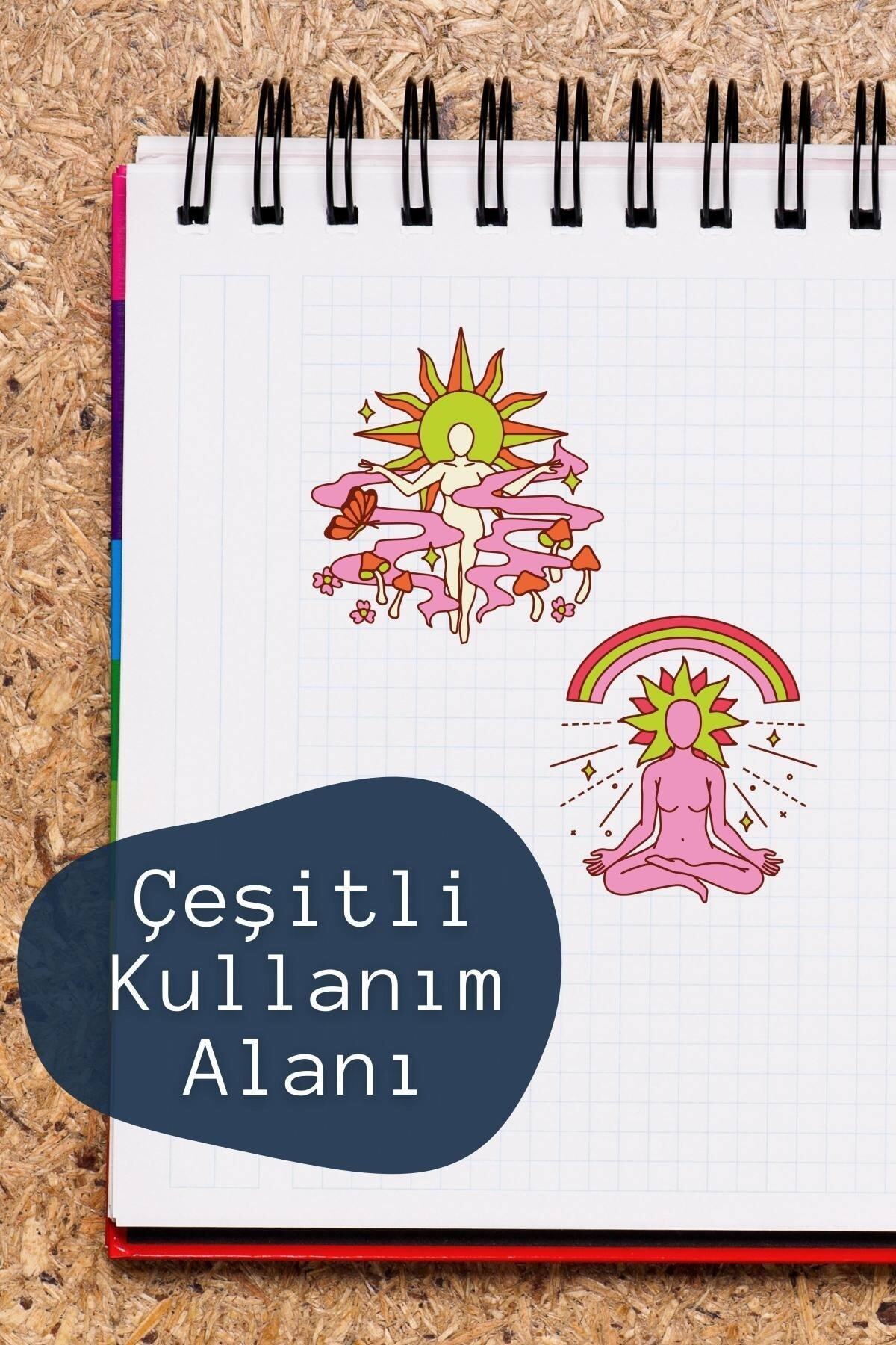 Indie Temalı Sticker Seti - 12 Adet Etiket Seti- Telefon, Tablet, Defter Laptop Uyumlu Etiket