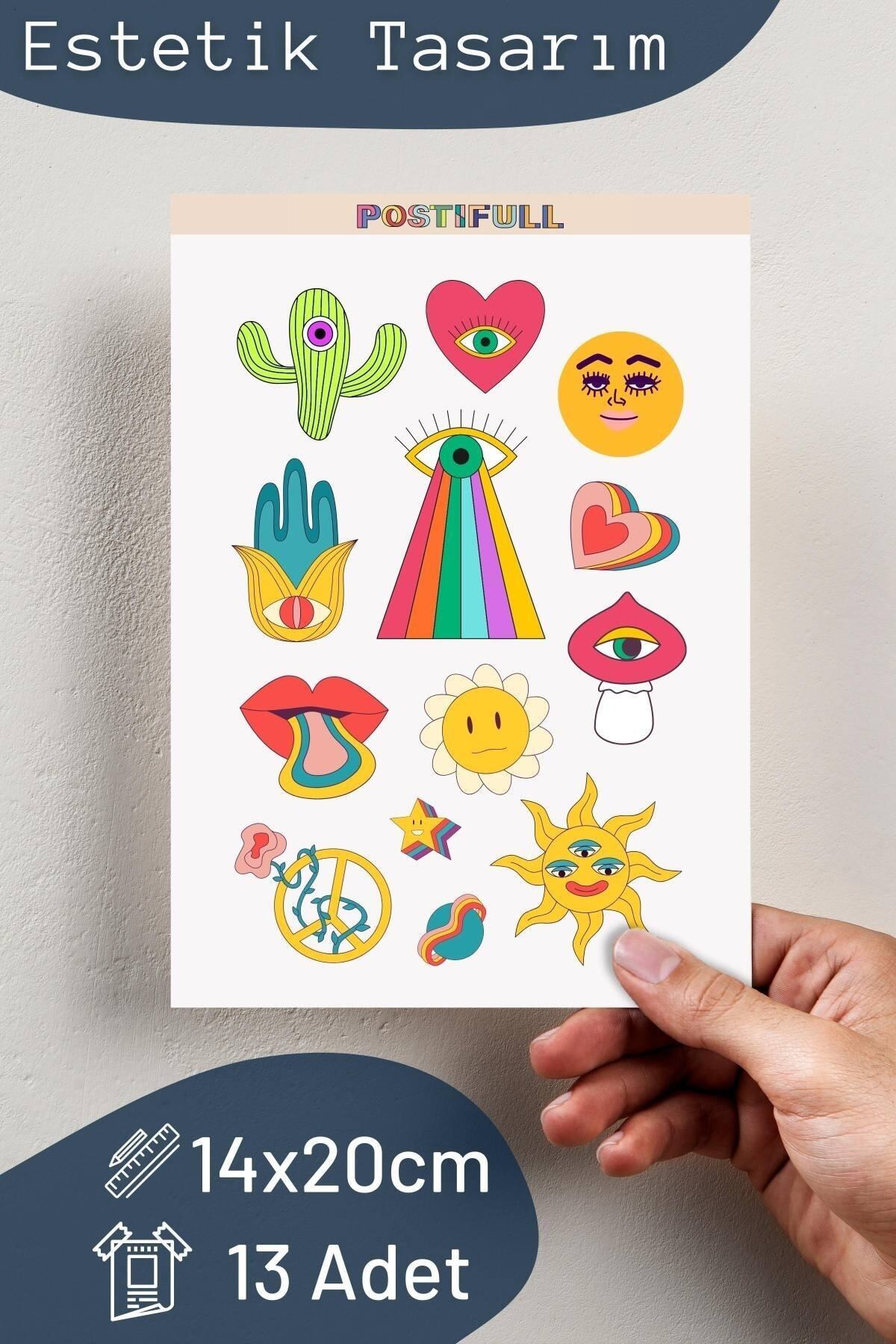 Indie Temalı Sticker Seti - 13 Adet Etiket Seti- Telefon, Tablet, Defter Laptop Uyumlu Etiket