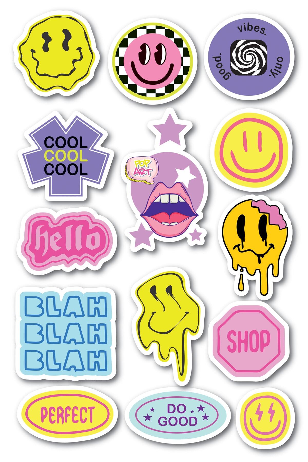 Indie Temalı Sticker Seti - 14 Adet Etiket Seti- Telefon, Tablet, Defter Laptop Uyumlu Etiket