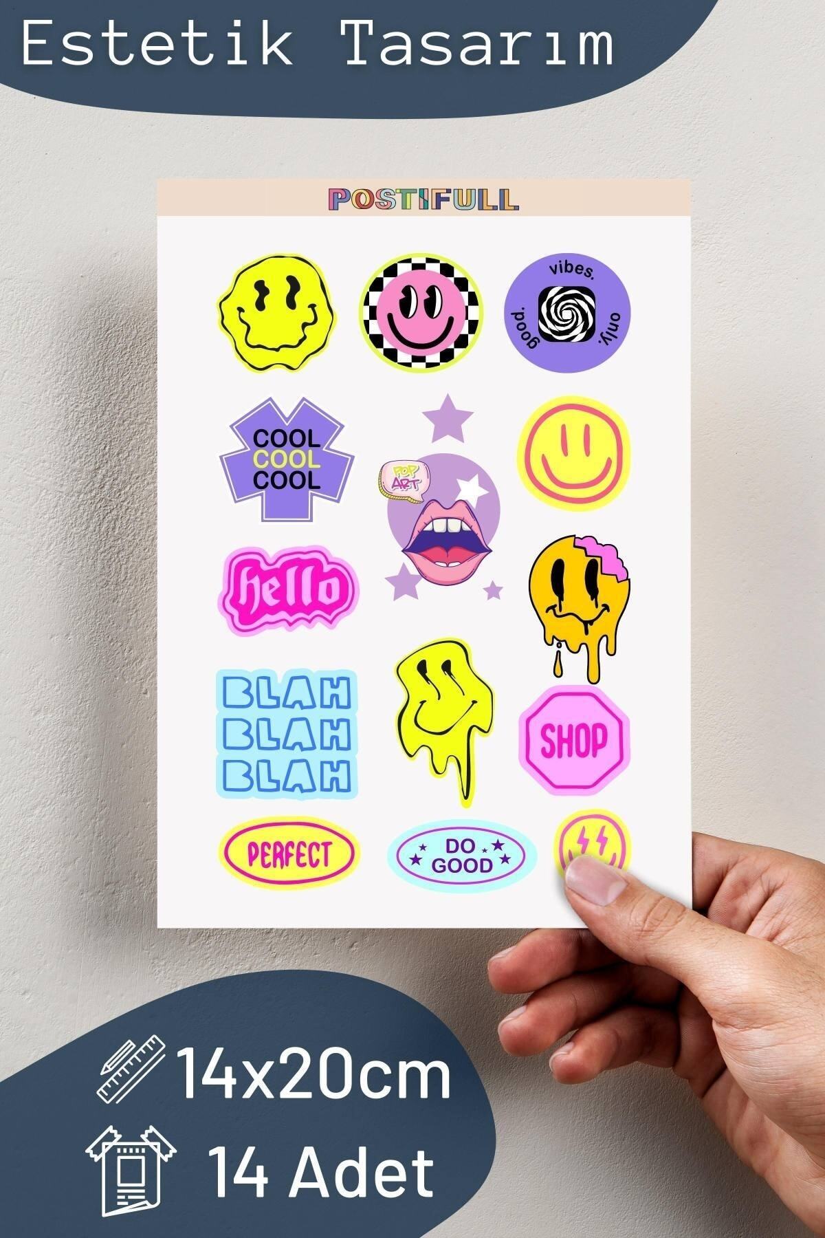 Indie Temalı Sticker Seti - 14 Adet Etiket Seti- Telefon, Tablet, Defter Laptop Uyumlu Etiket