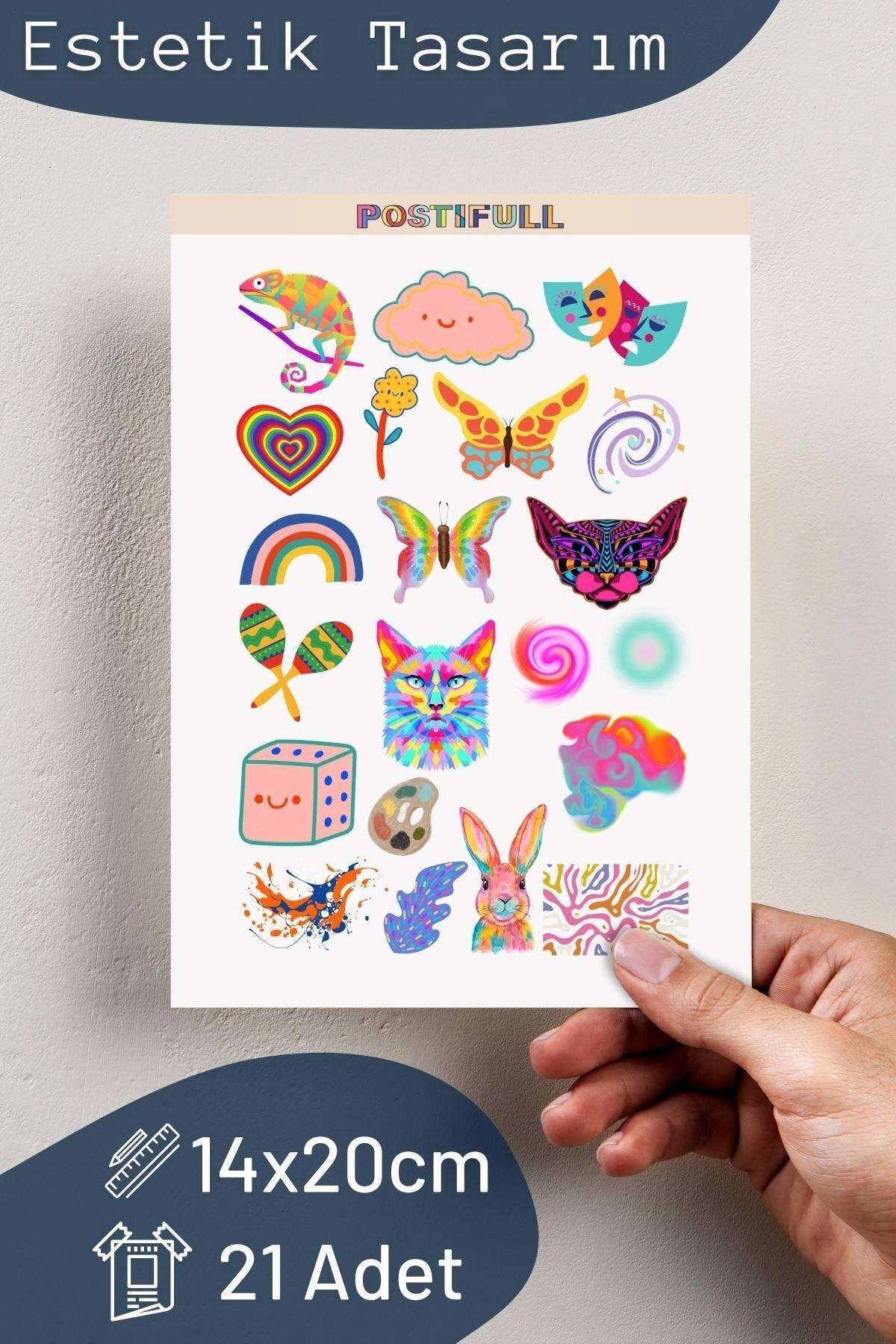 Indie Temalı Sticker Seti - 21 Adet Etiket Seti- Telefon, Tablet, Defter Laptop Uyumlu Etiket