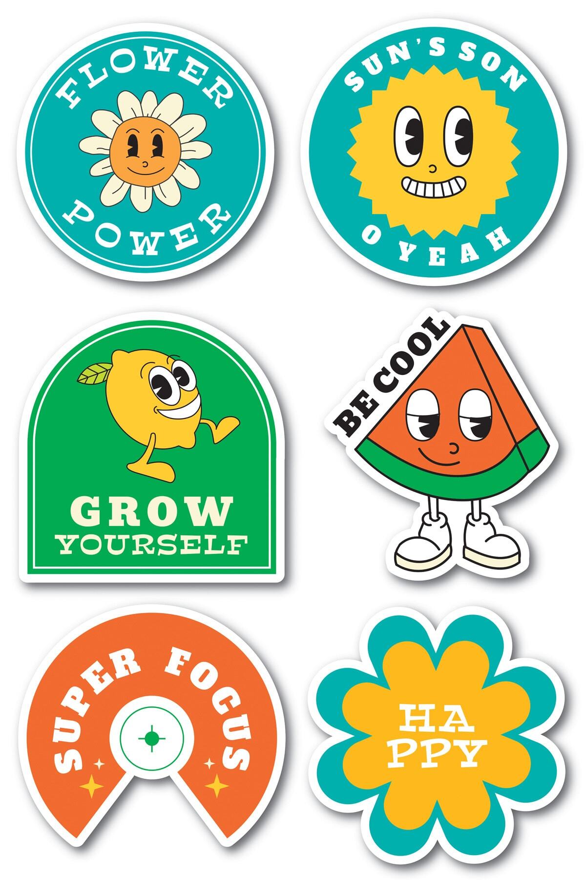 Indie Temalı Sticker Seti - 6 Adet Etiket Seti- Telefon, Tablet, Defter Laptop Uyumlu Etiket