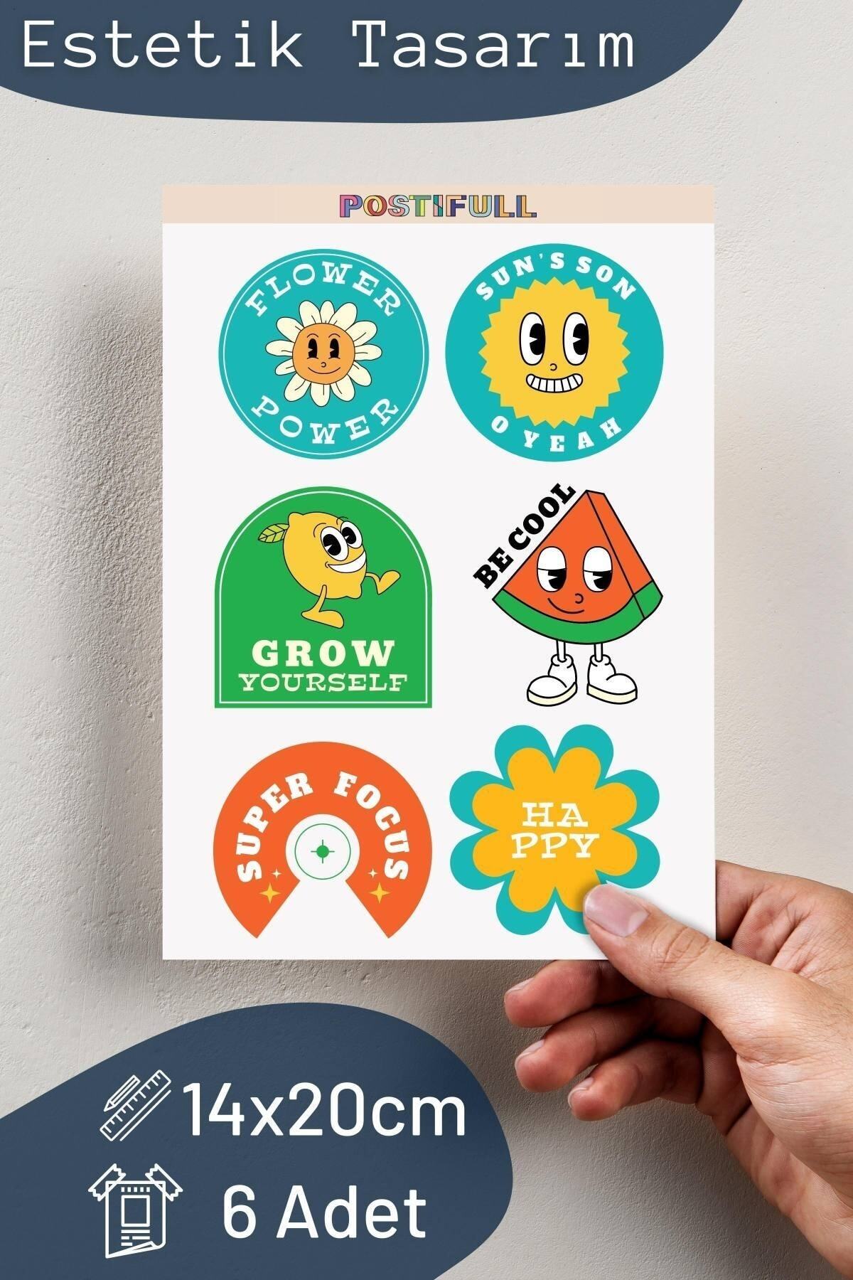 Indie Temalı Sticker Seti - 6 Adet Etiket Seti- Telefon, Tablet, Defter Laptop Uyumlu Etiket