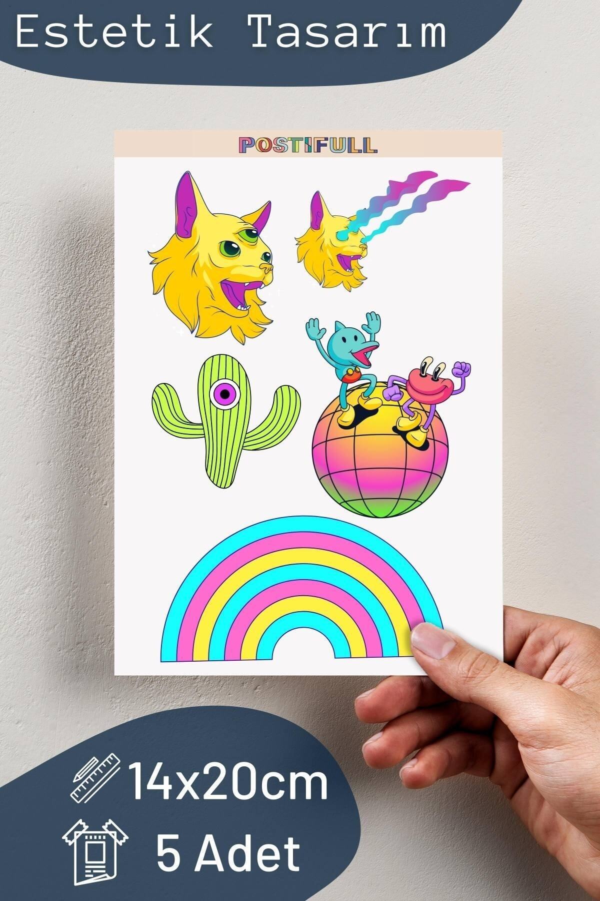 Indie Temalı Sticker Seti - 6 Adet Etiket Seti- Telefon, Tablet, Defter Laptop Uyumlu Etiket