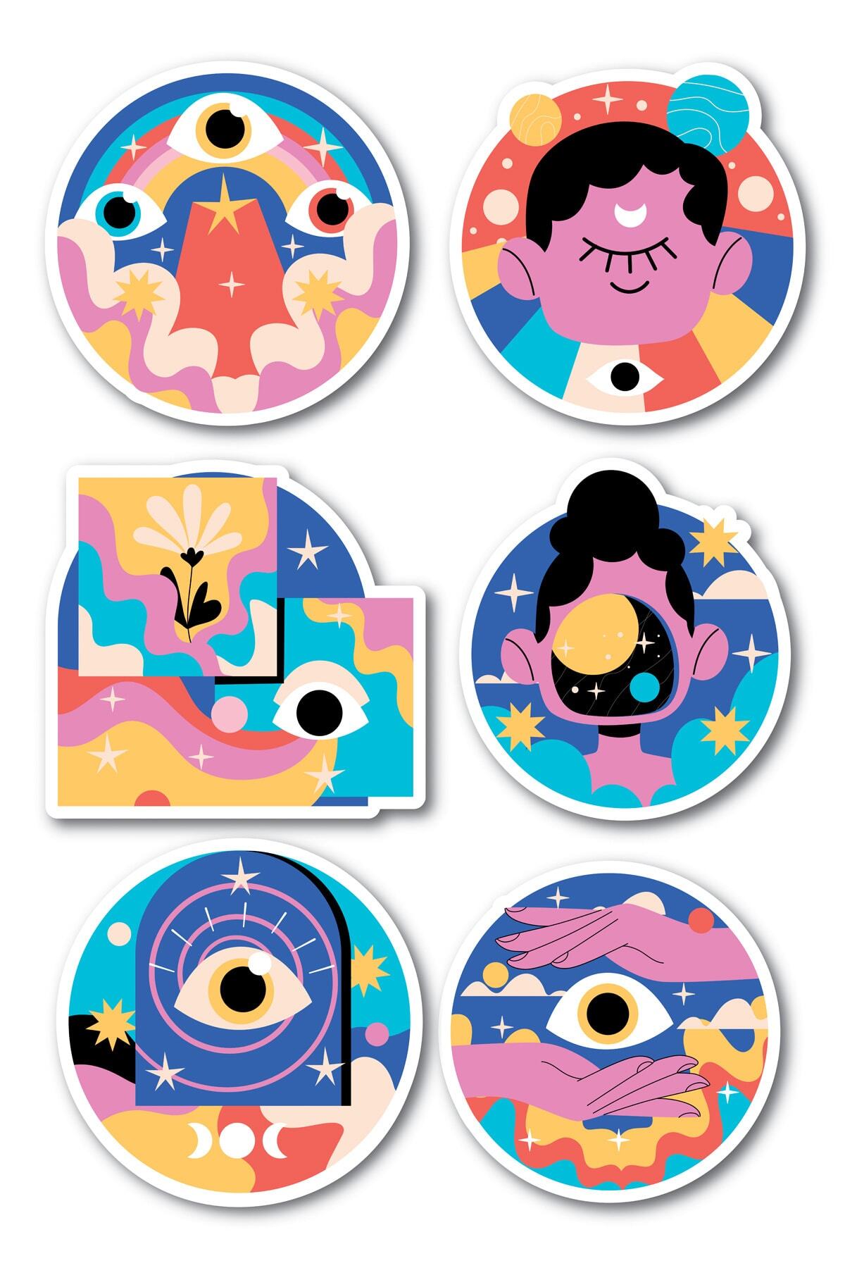 Indie Temalı Sticker Seti - 6 Adet Etiket Seti- Telefon, Tablet, Defter Laptop Uyumlu Etiket