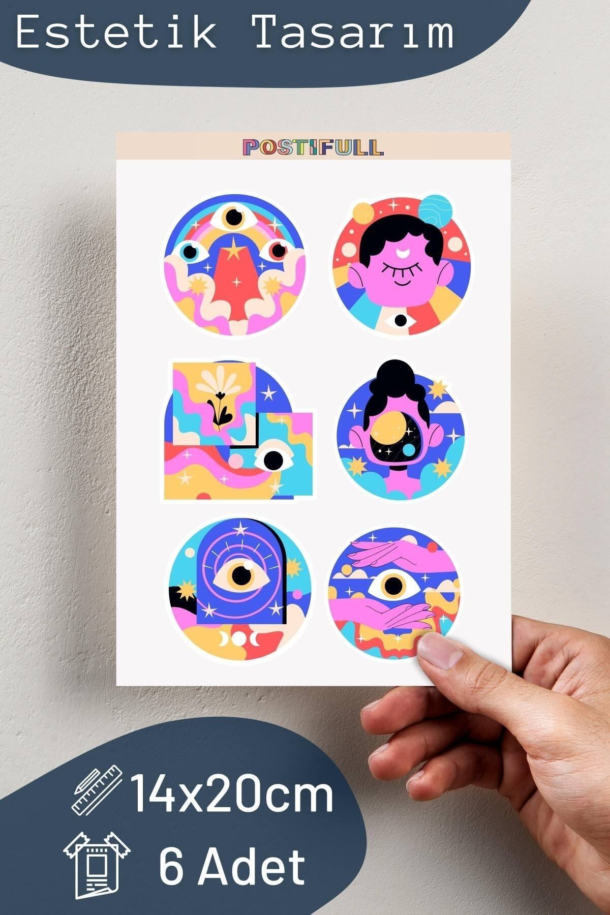 Indie Temalı Sticker Seti - 6 Adet Etiket Seti- Telefon, Tablet, Defter Laptop Uyumlu Etiket