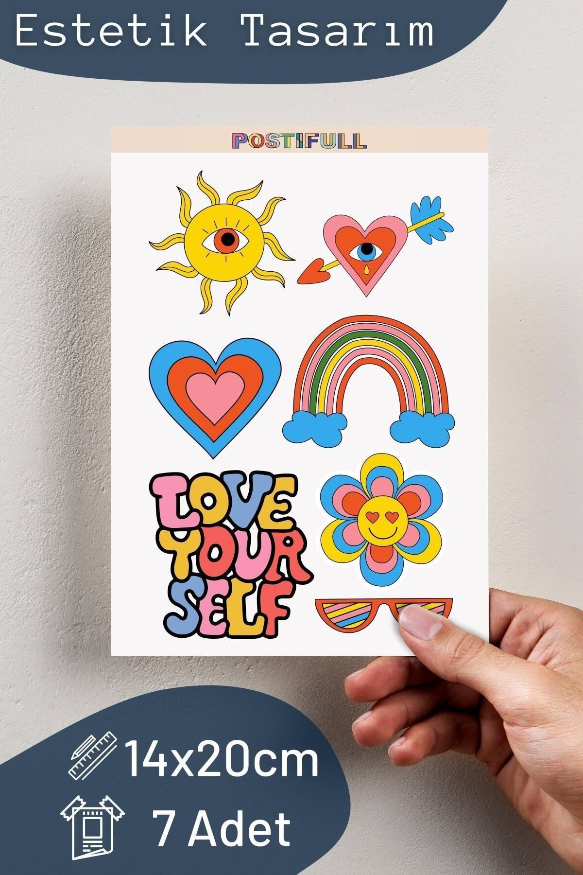 Indie Temalı Sticker Seti - 7 Adet Etiket Seti- Telefon, Tablet, Defter Laptop Uyumlu Etiket