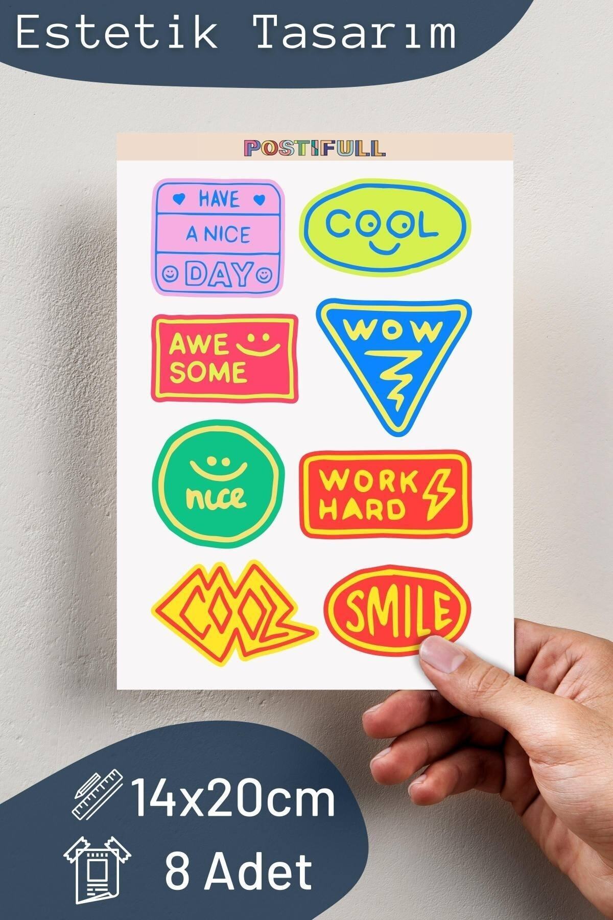 Indie Temalı Sticker Seti - 8 Adet Etiket Seti- Telefon, Tablet, Defter Laptop Uyumlu Etiket