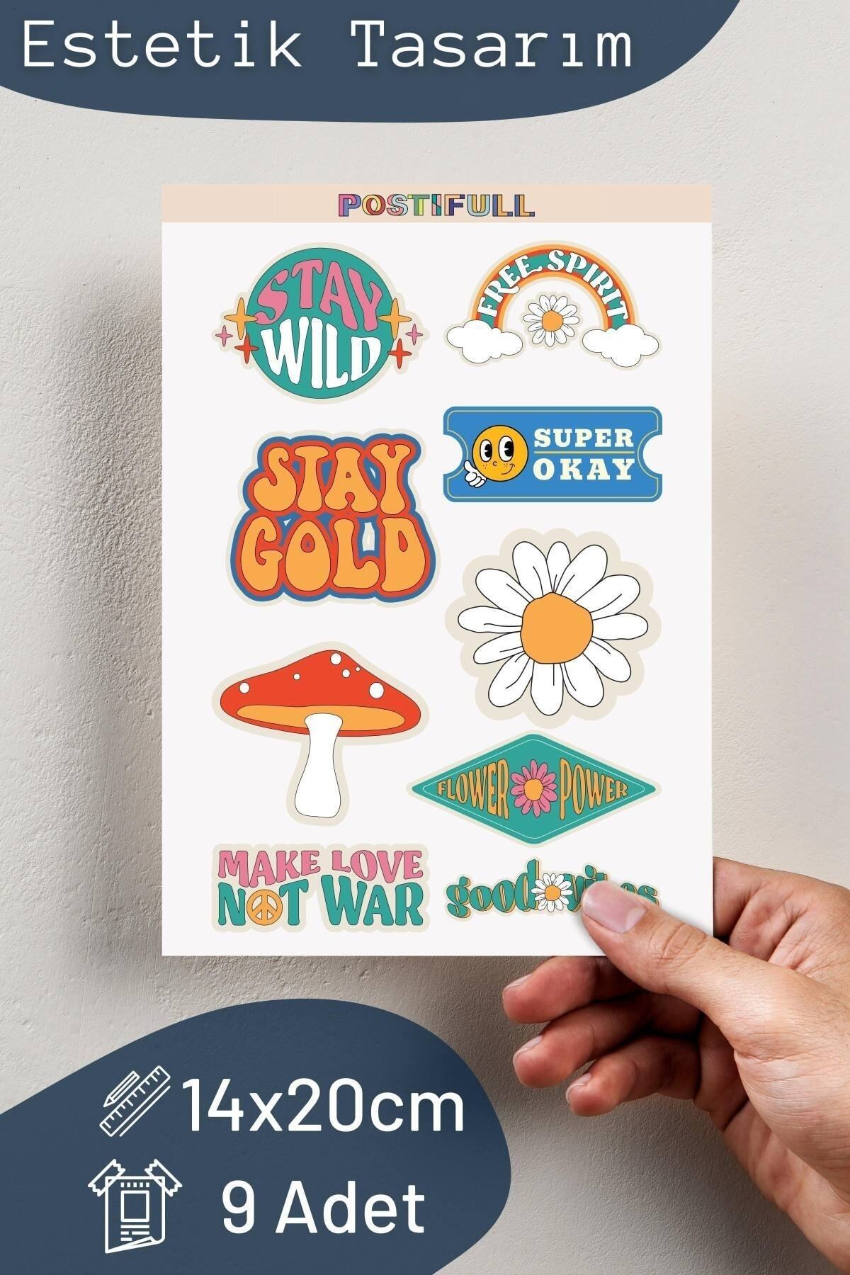 Indie Temalı Sticker Seti - 9 Adet Etiket Seti- Telefon, Tablet, Defter Laptop Uyumlu Etiket