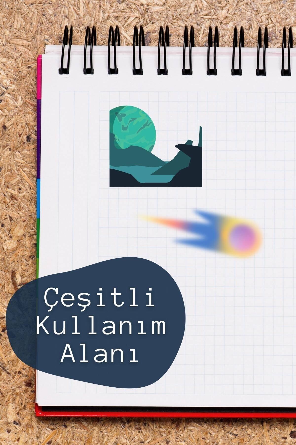 Indie Uzay Temalı Sticker Seti - 20 Adet Etiket Seti- Telefon, Tablet, Defter Laptop Uyumlu Etiket