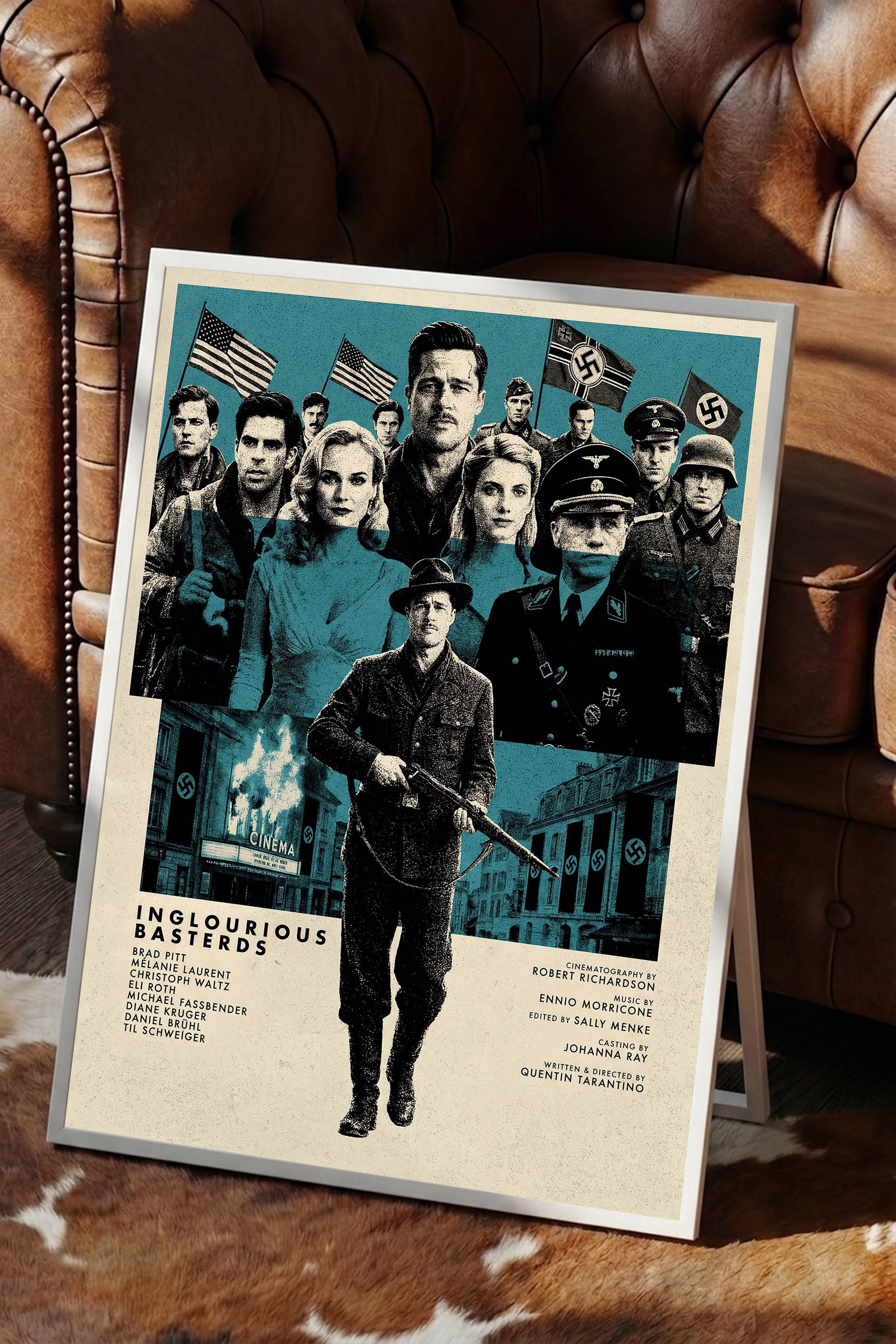 Inglourious Basterds Beyaz Çerçeveli Poster, Sinema ve Dizi Tablo, Film Dizi Afişleri NO:112832