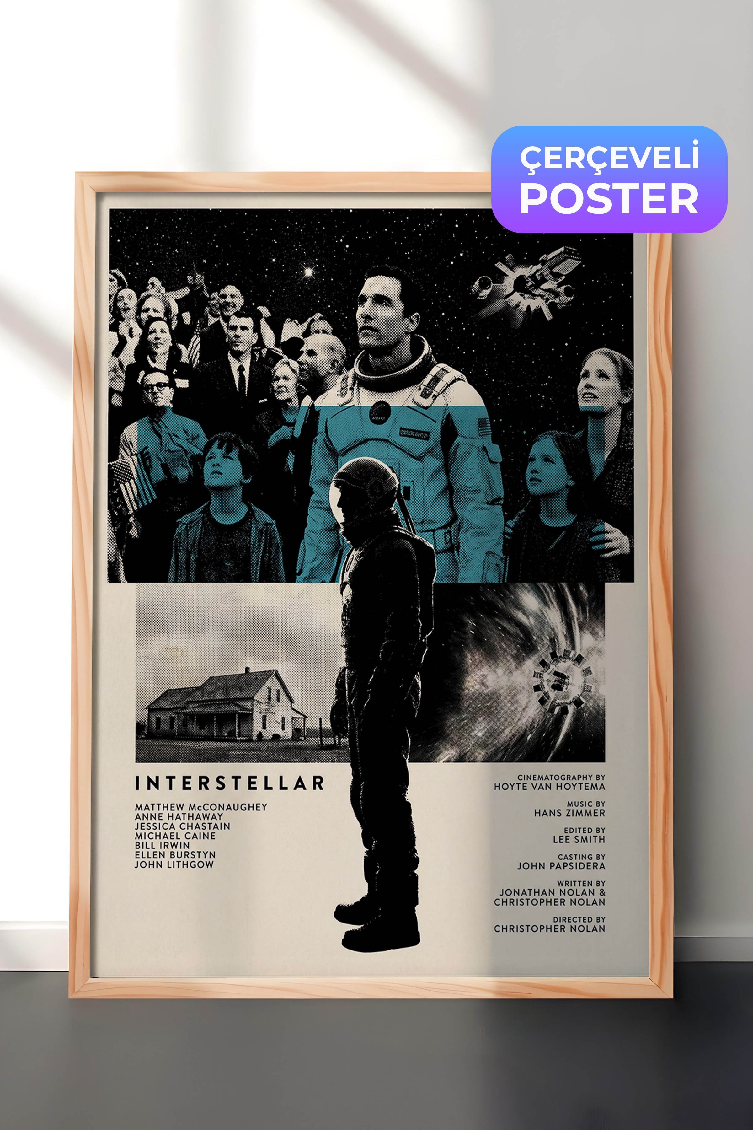 Interstellar Ahşap Çerçeveli Poster, Sinema ve Dizi Tablo, Film Dizi Afişleri NO:112806