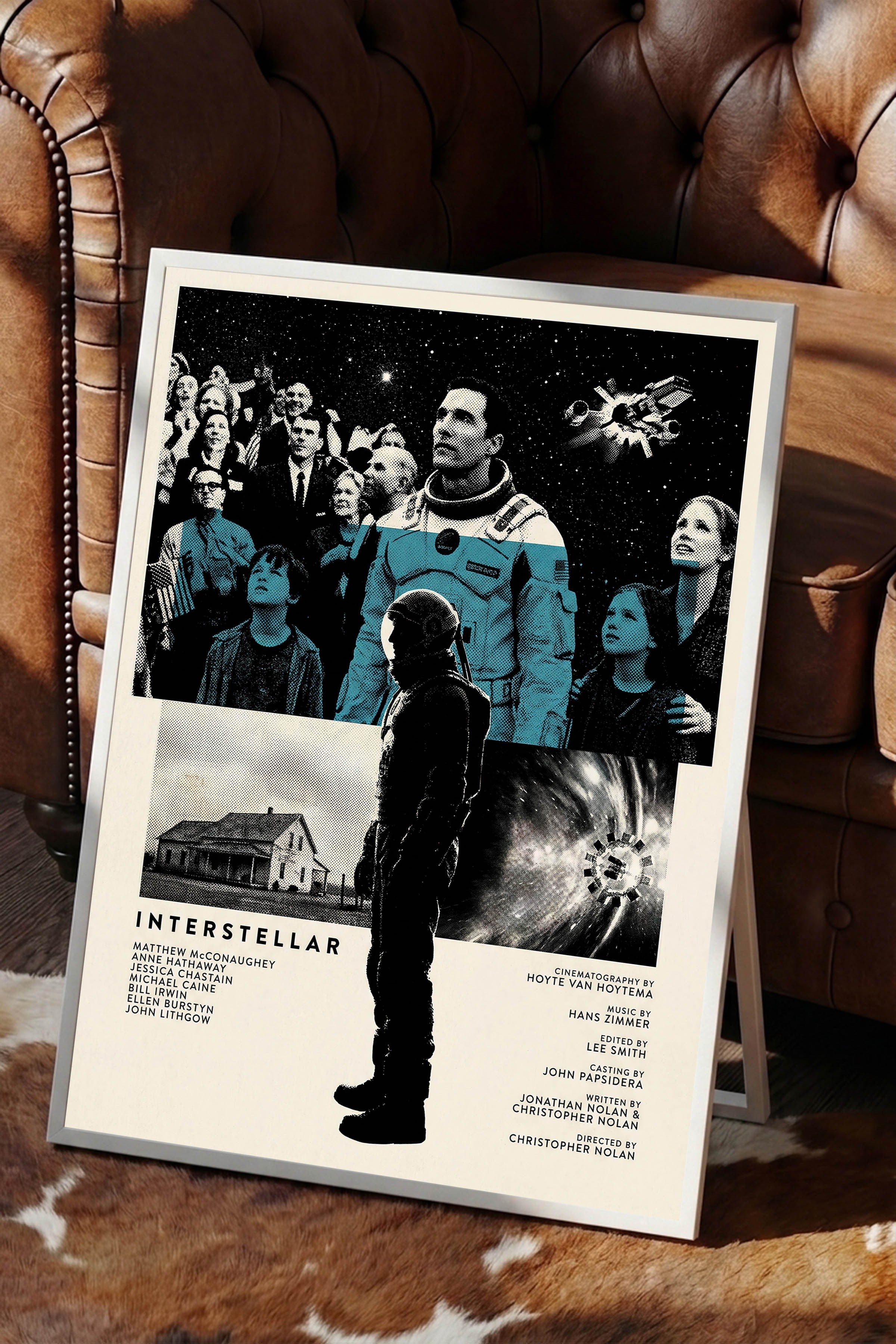 Interstellar Beyaz Çerçeveli Poster, Sinema ve Dizi Tablo, Film Dizi Afişleri NO:112806