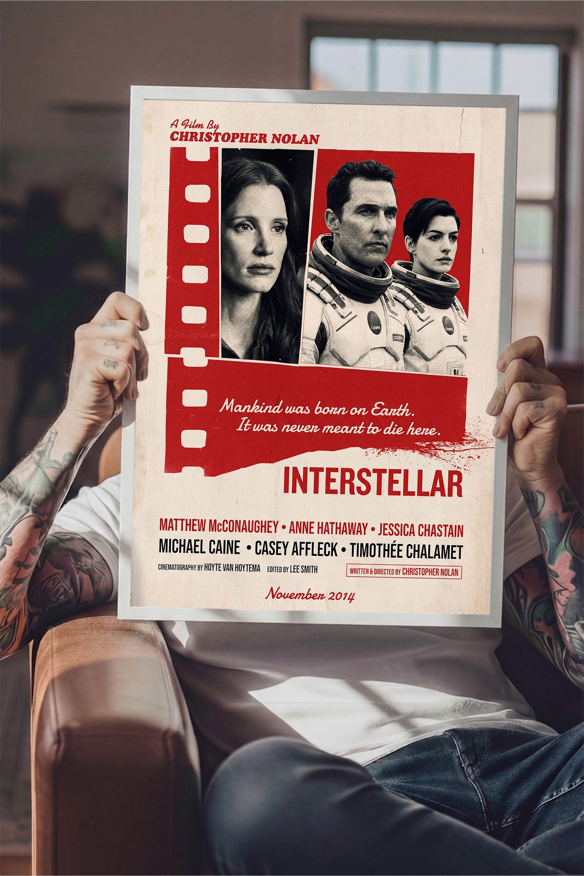 Interstellar Beyaz Çerçeveli Poster, Sinema ve Dizi Tablo, Film Dizi Afişleri NO:112887