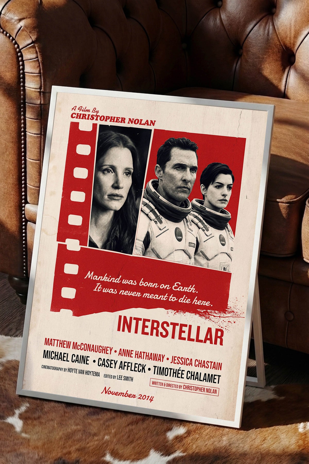 Interstellar Beyaz Çerçeveli Poster, Sinema ve Dizi Tablo, Film Dizi Afişleri NO:112887
