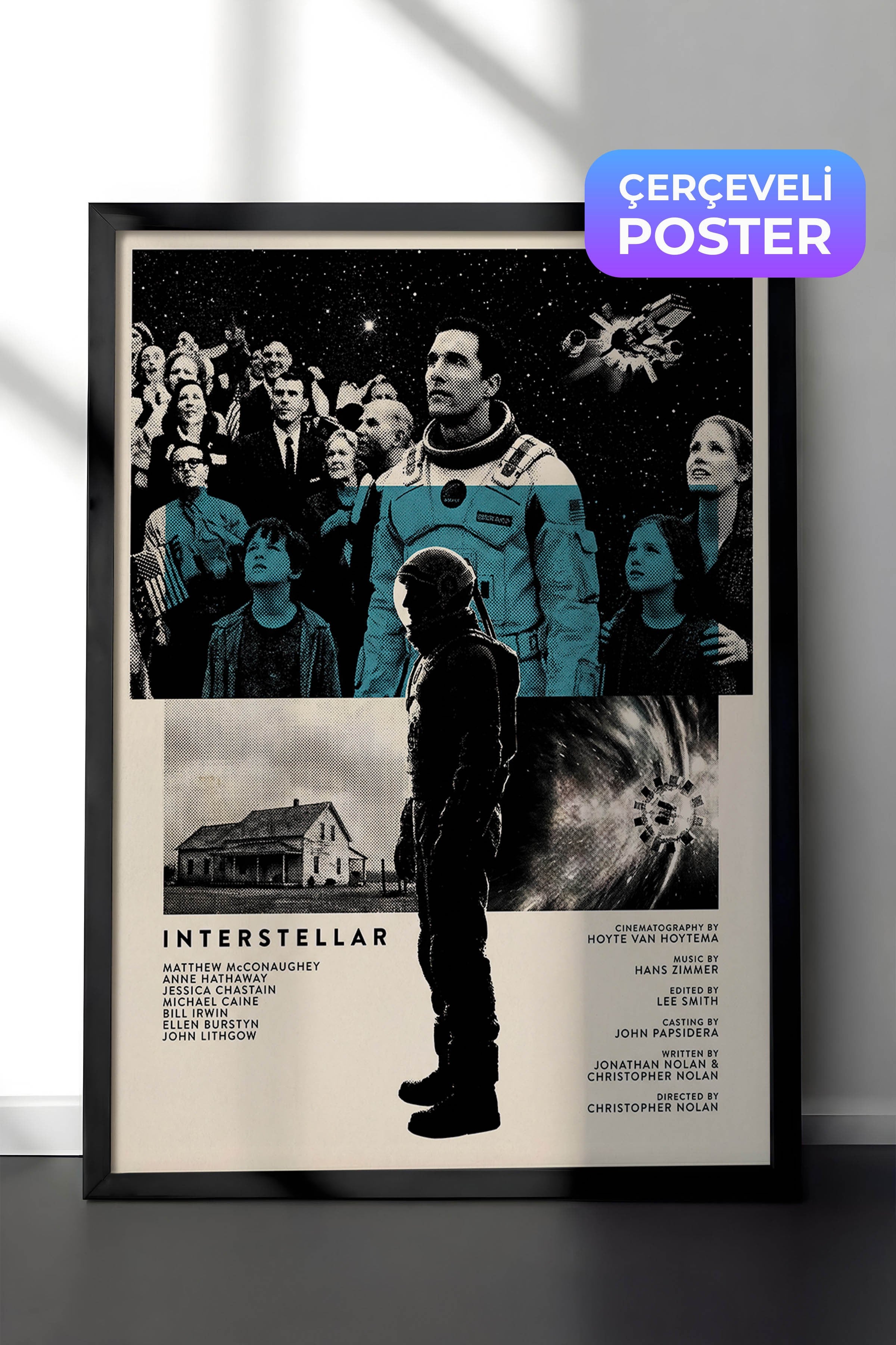 Interstellar Siyah Çerçeveli Poster, Sinema ve Dizi Tablo, Film Dizi Afişleri NO:112806