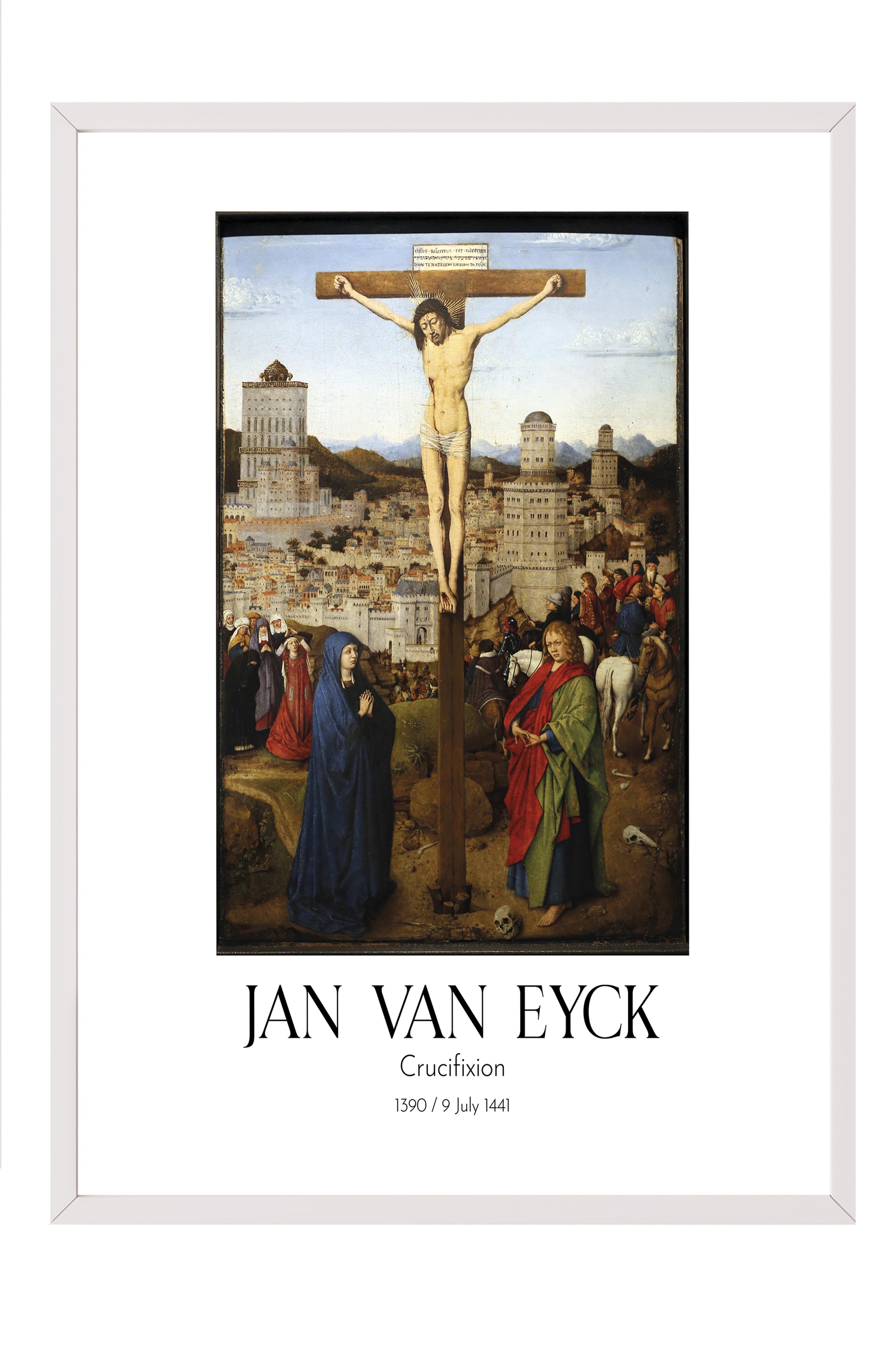 Jan Van Eyck - Crucifixion, Beyaz Çerçeveli Tablo, Sanat Serisi NO:112131