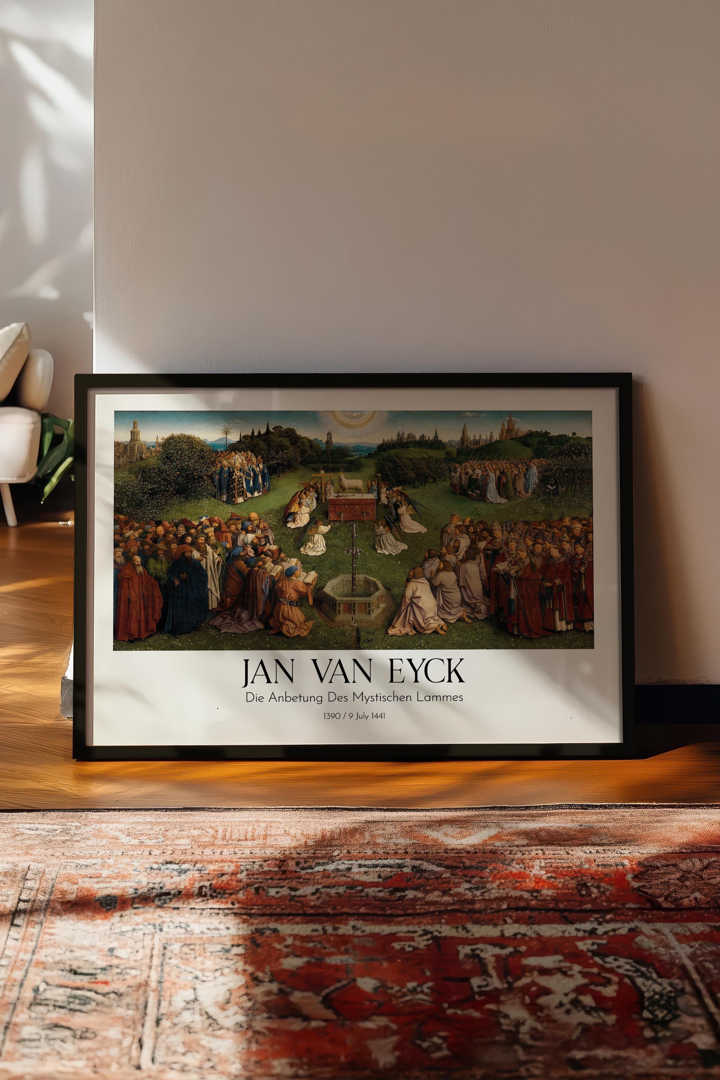 Jan Van Eyck - Die Anbetung Des Mystischen Lammes, Siyah Çerçeveli Tablo, Sanat Serisi NO:112164