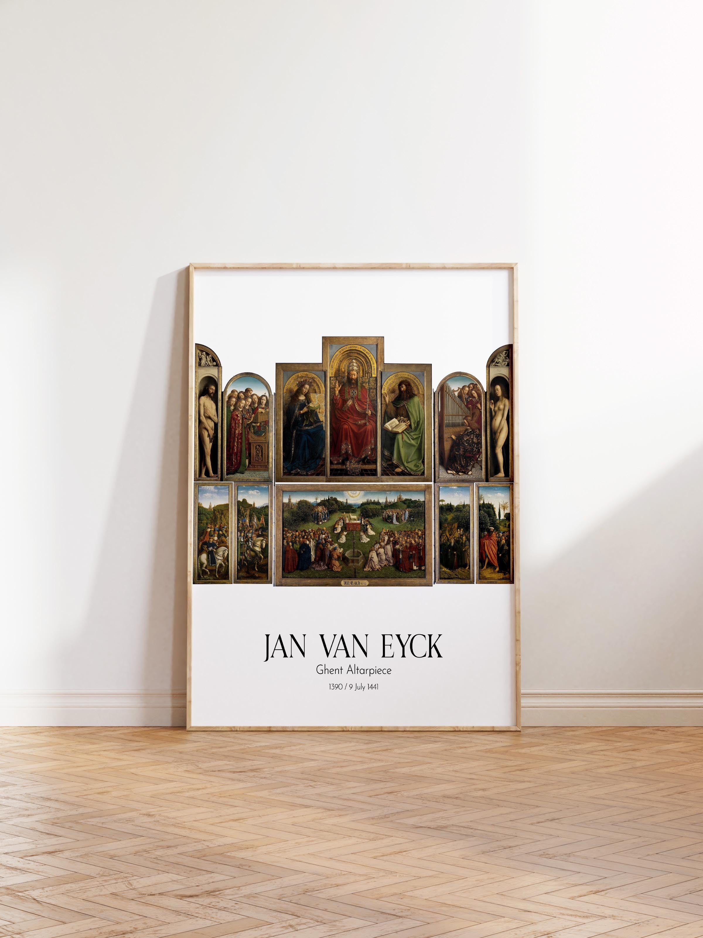 Jan Van Eyck - Ghent Altarpiece, Ahşap Çerçeveli Tablo, Sanat Serisi NO:112132