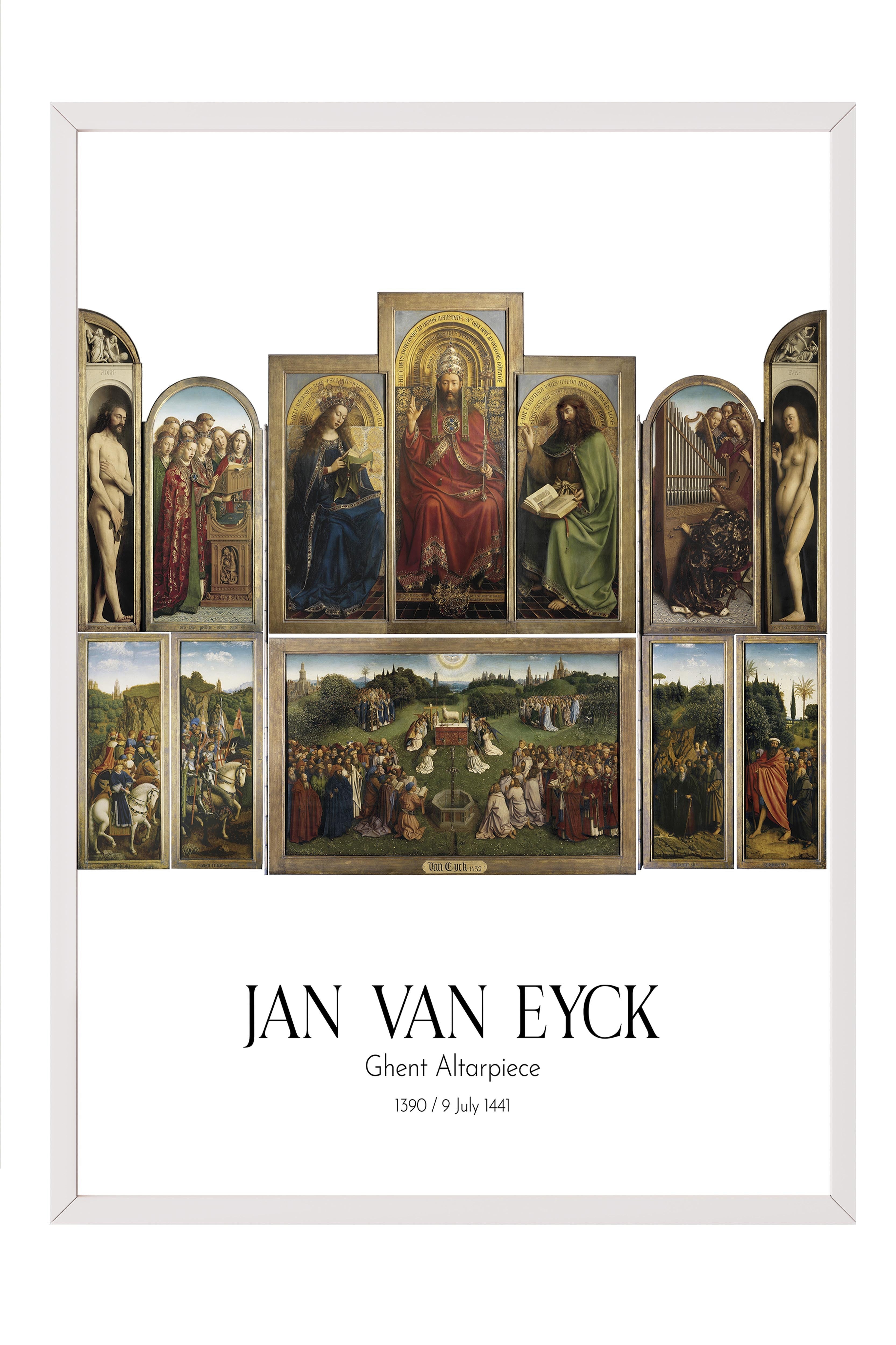 Jan Van Eyck - Ghent Altarpiece, Beyaz Çerçeveli Tablo, Sanat Serisi NO:112132