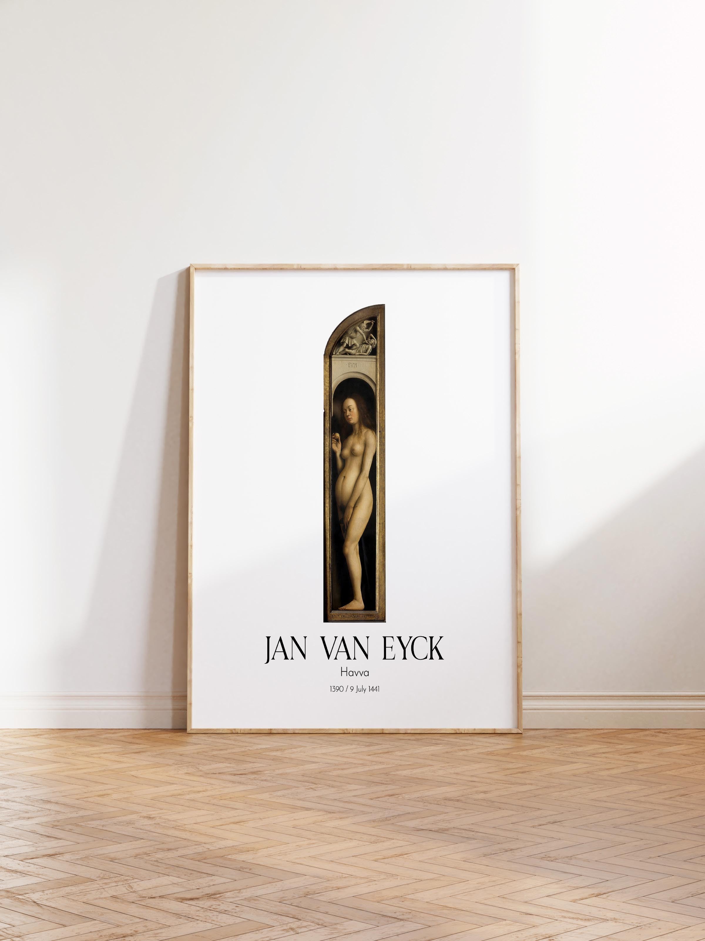 Jan Van Eyck - Havva, Ahşap Çerçeveli Tablo, Sanat Serisi NO:112133