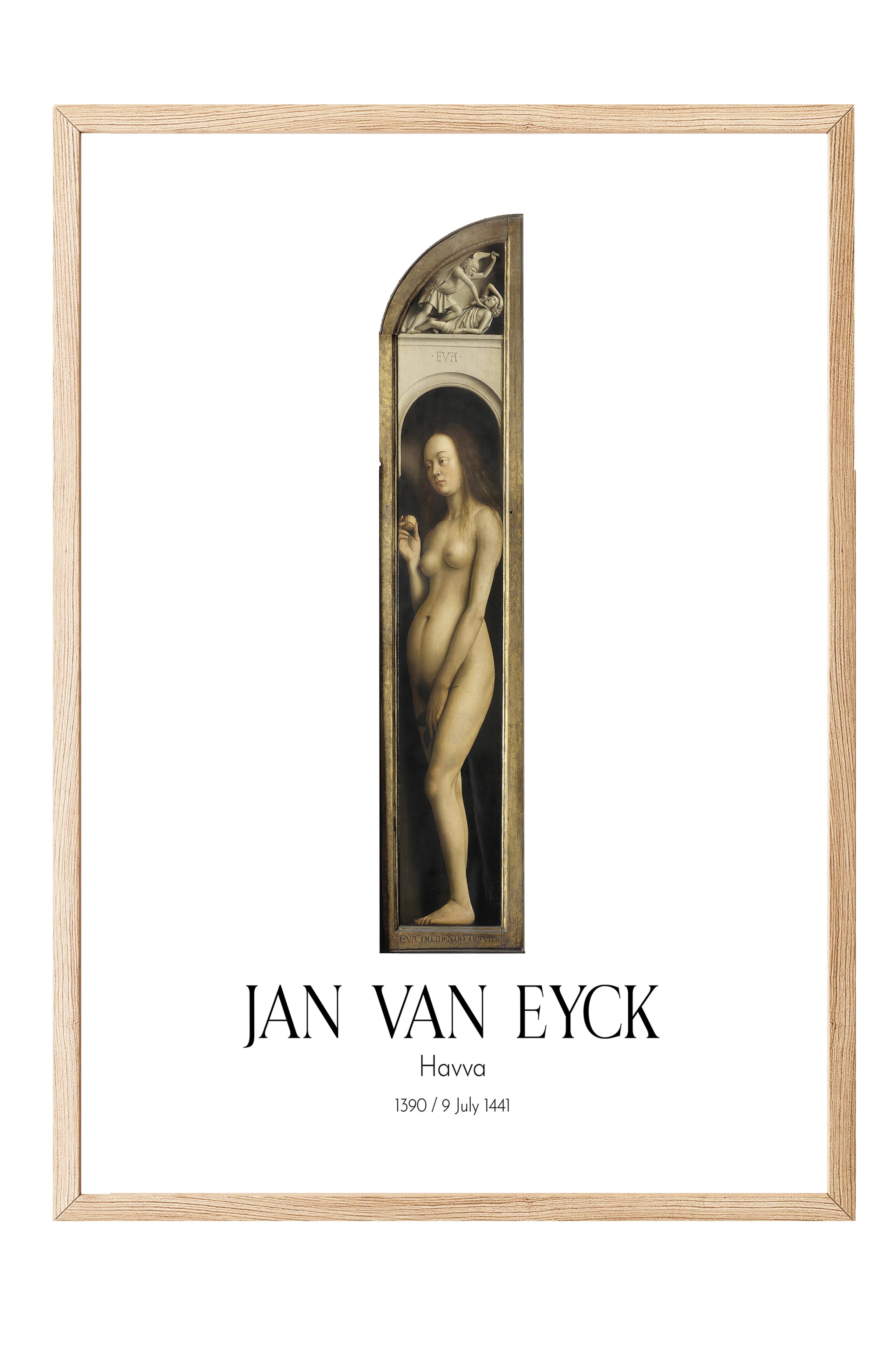 Jan Van Eyck - Havva, Ahşap Çerçeveli Tablo, Sanat Serisi NO:112133