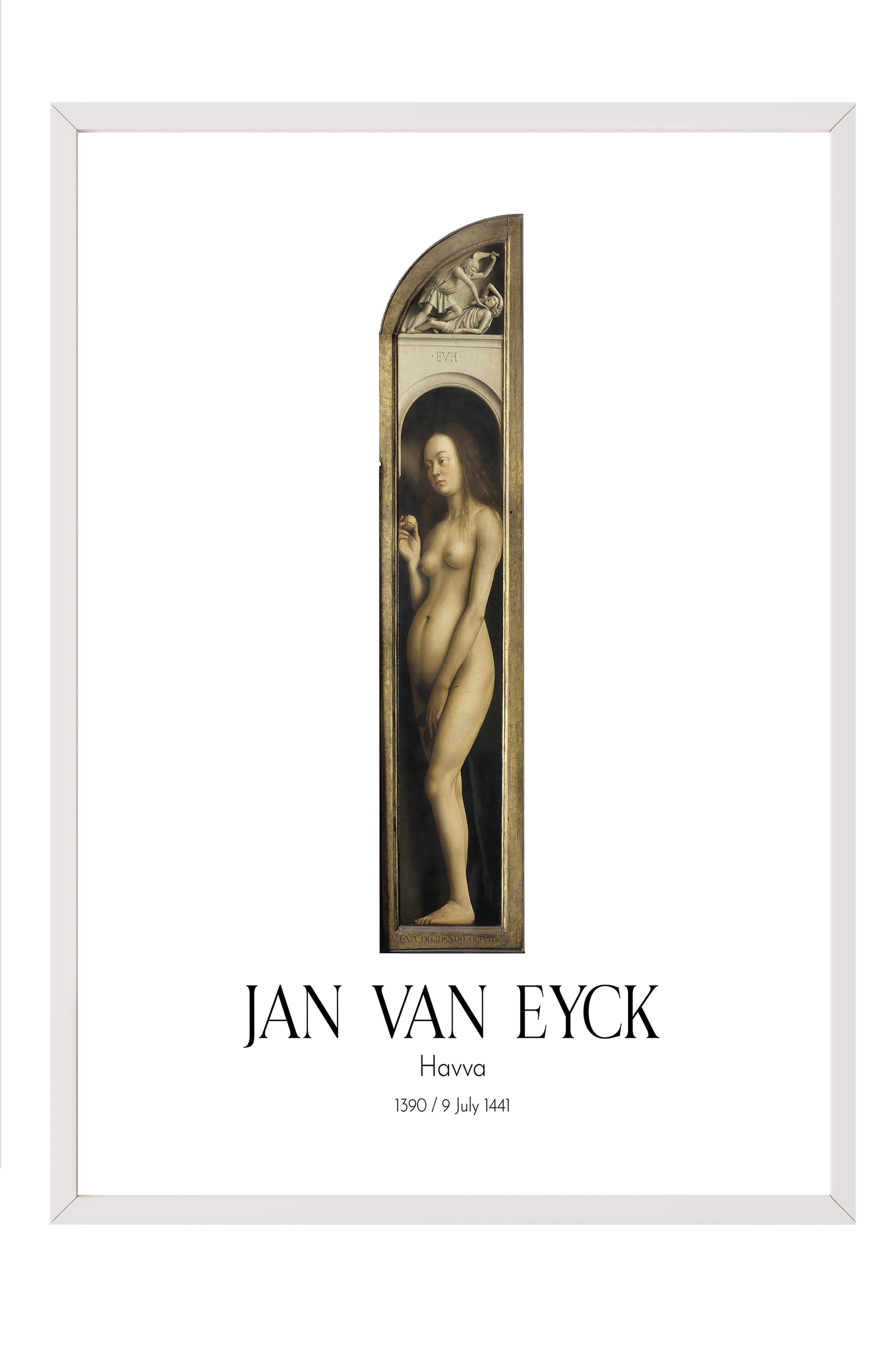 Jan Van Eyck - Havva, Beyaz Çerçeveli Tablo, Sanat Serisi NO:112133