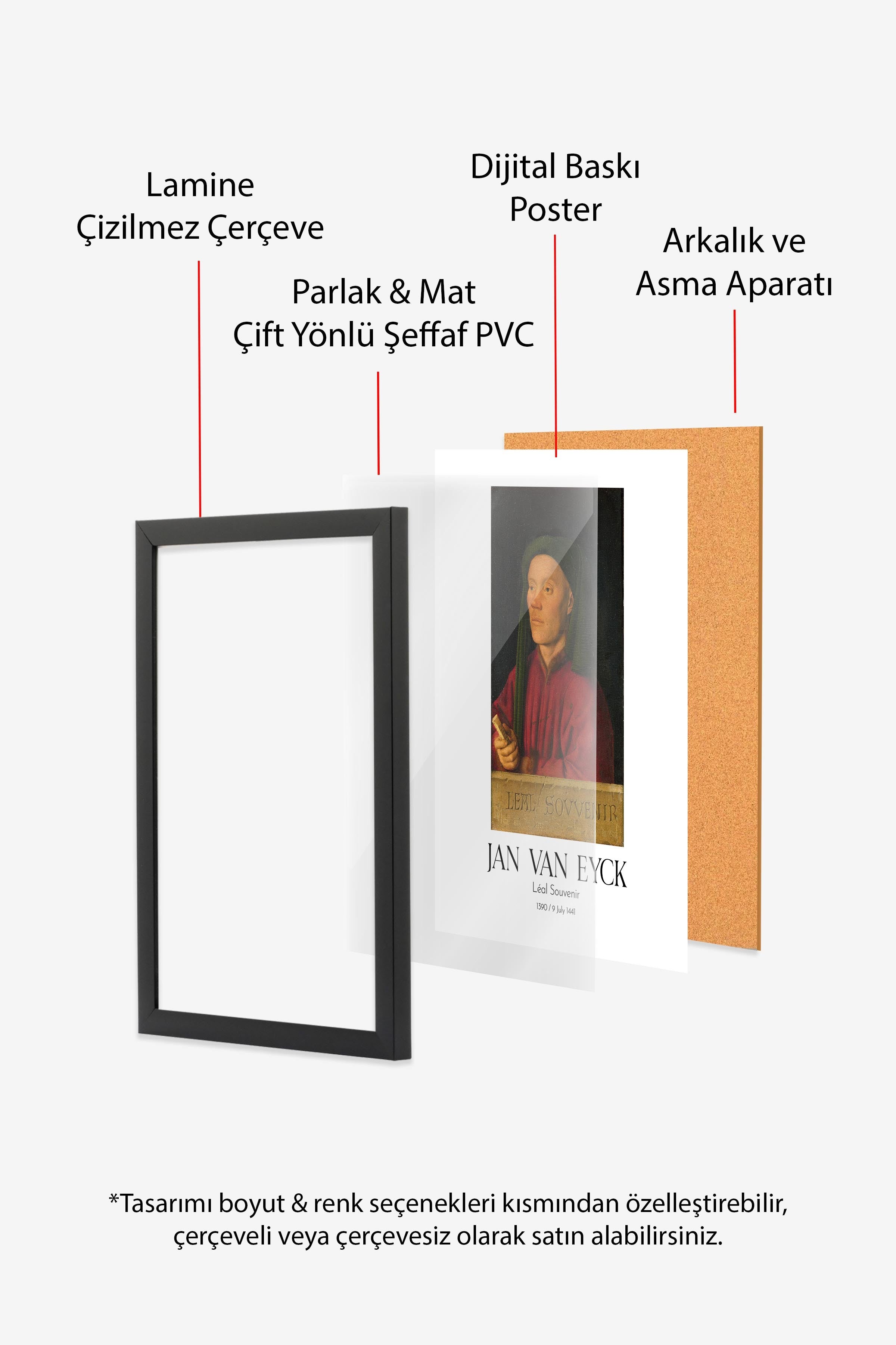 Jan Van Eyck - Léal Souvenir, Siyah Çerçeveli Tablo, Sanat Serisi NO:112136
