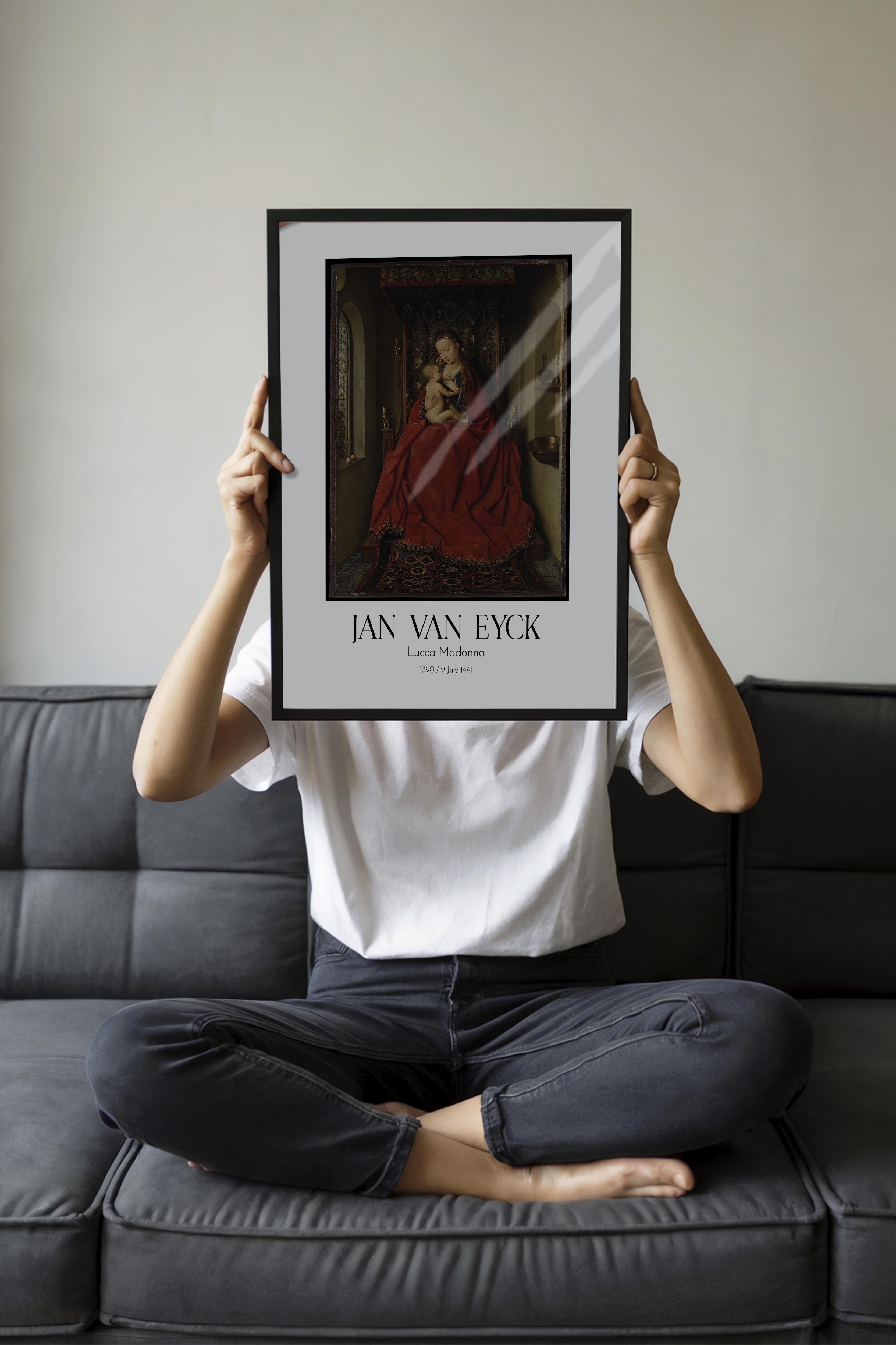 Jan Van Eyck - Lucca Madonna, Siyah Çerçeveli Tablo, Sanat Serisi NO:112137