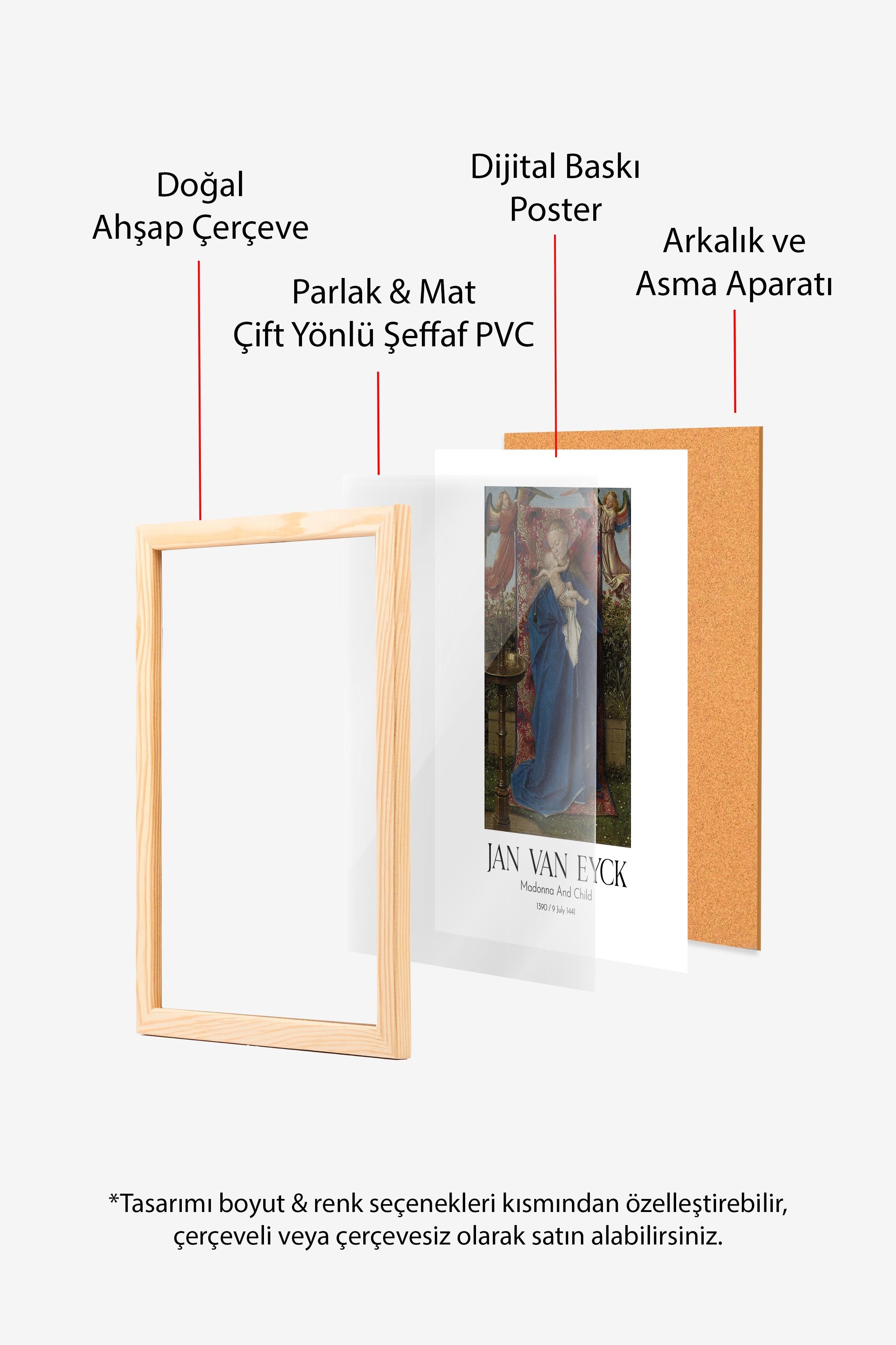 Jan Van Eyck - Madonna And Child, Ahşap Çerçeveli Tablo, Sanat Serisi NO:112138