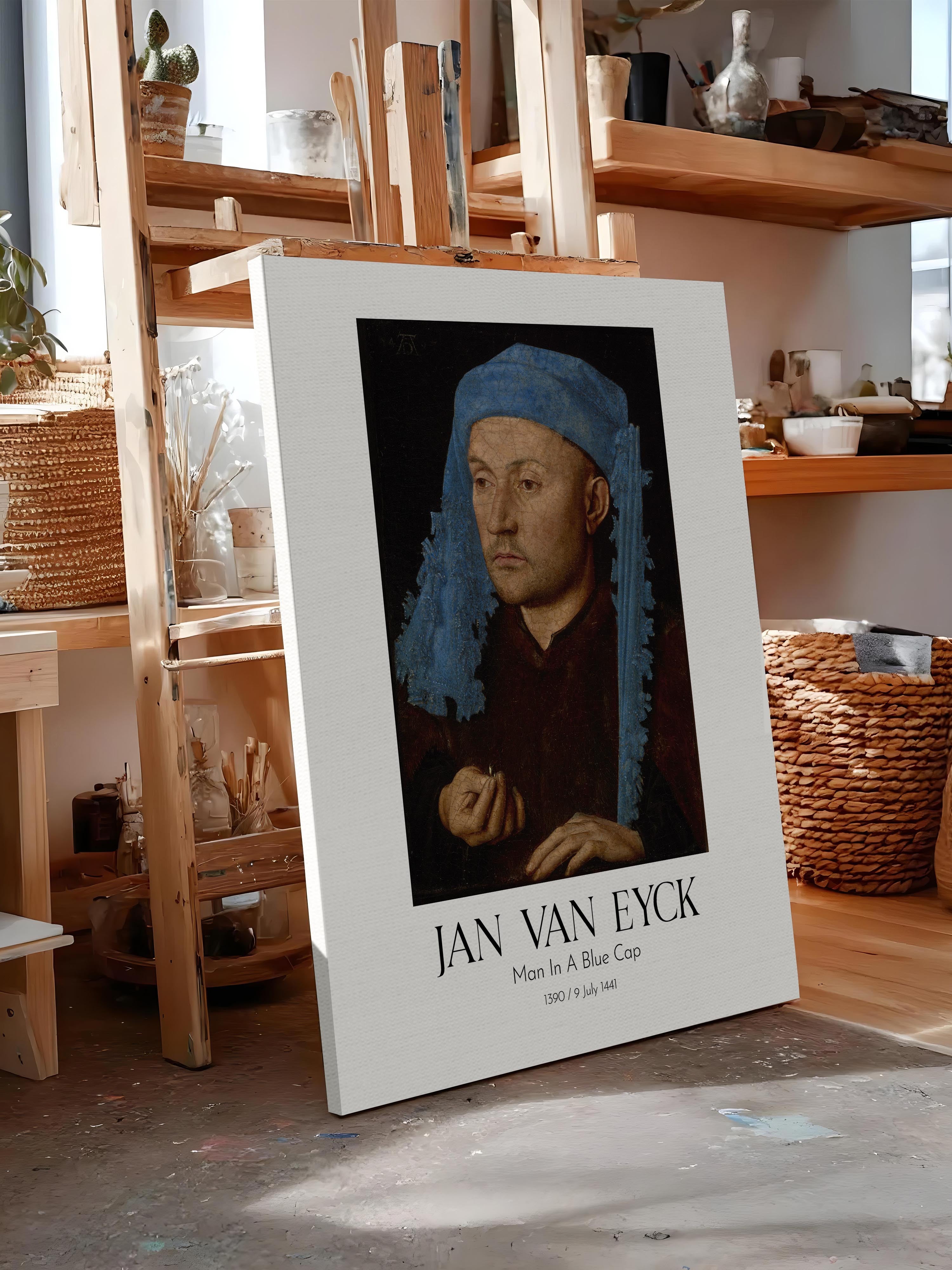Jan Van Eyck - Man In A Blue Cap, Kanvas Tablo, Sanat Serisi NO:112139