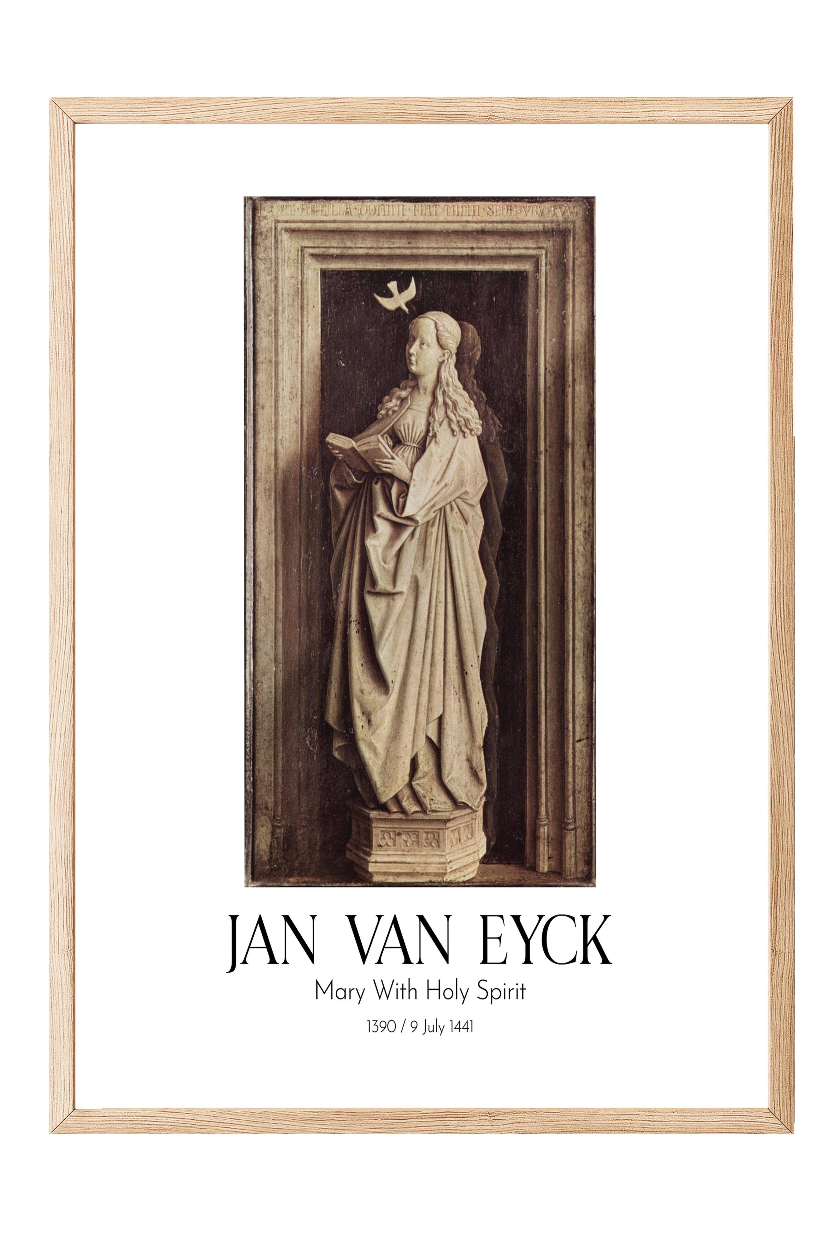 Jan Van Eyck - Mary With Holy Spirit, Ahşap Çerçeveli Tablo, Sanat Serisi NO:112140